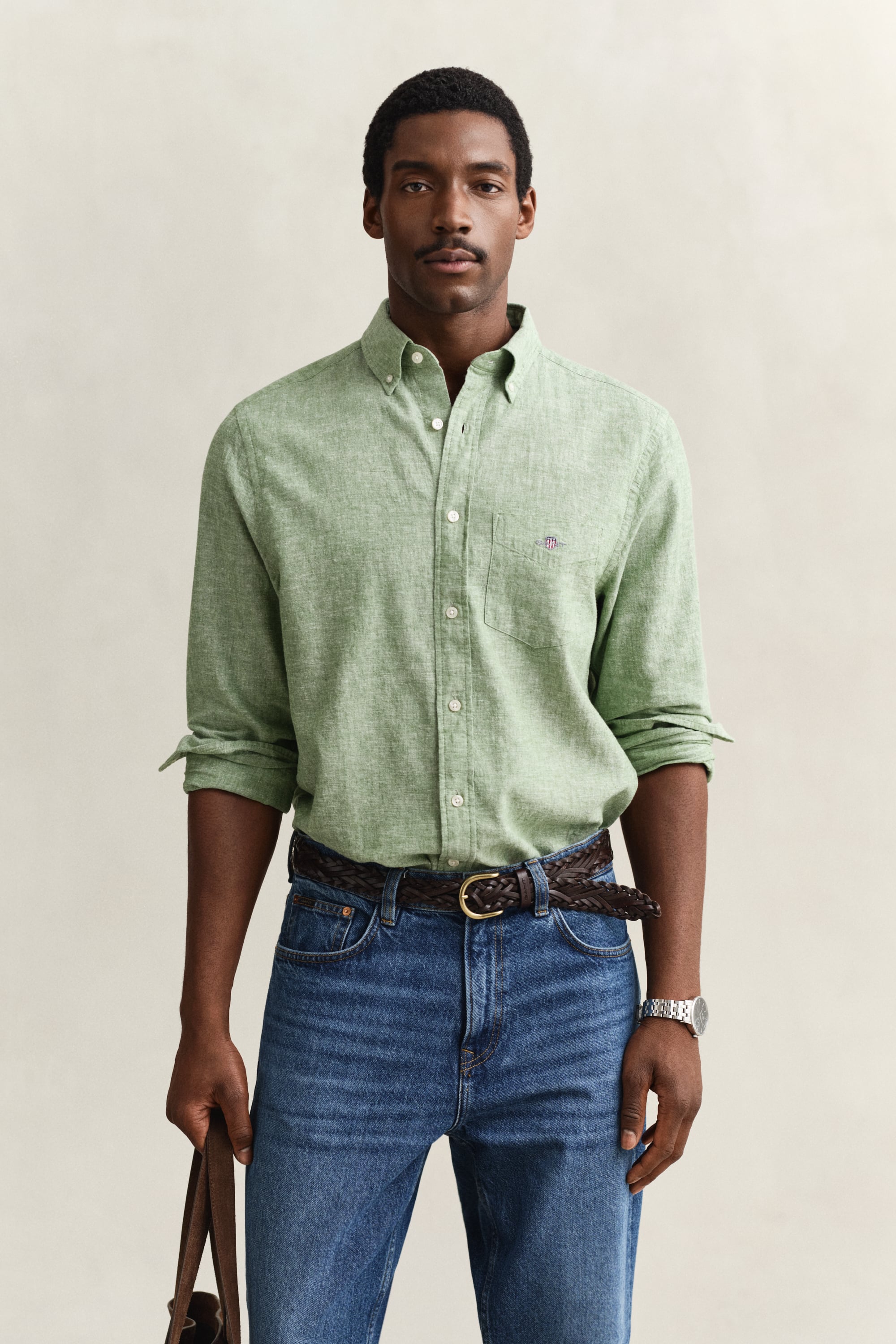 Gant Men's Herb Green Linen Blend Shirt (Xxl)