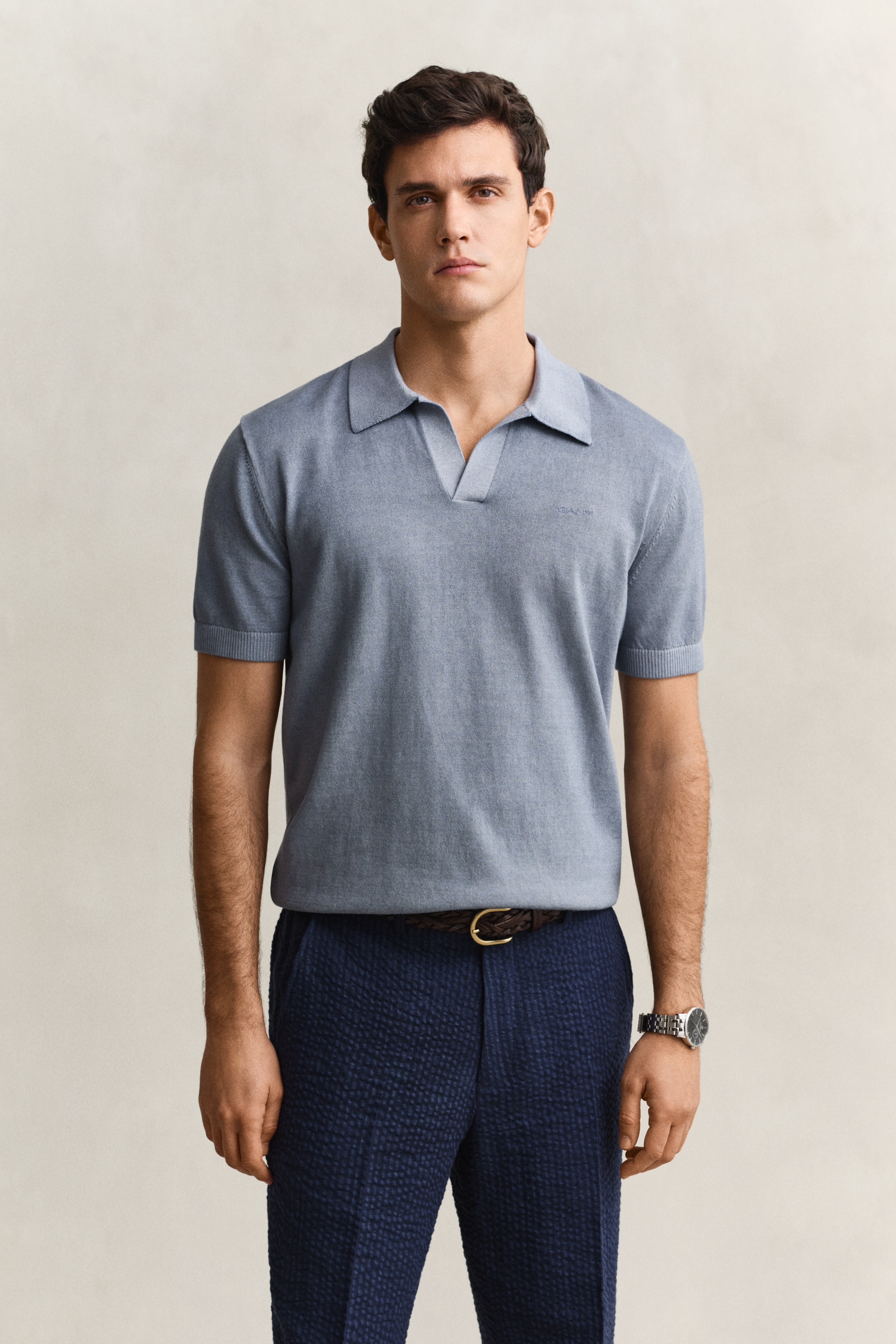Gant Men's Faded Denim Sunfaded Polo Sweater (L)