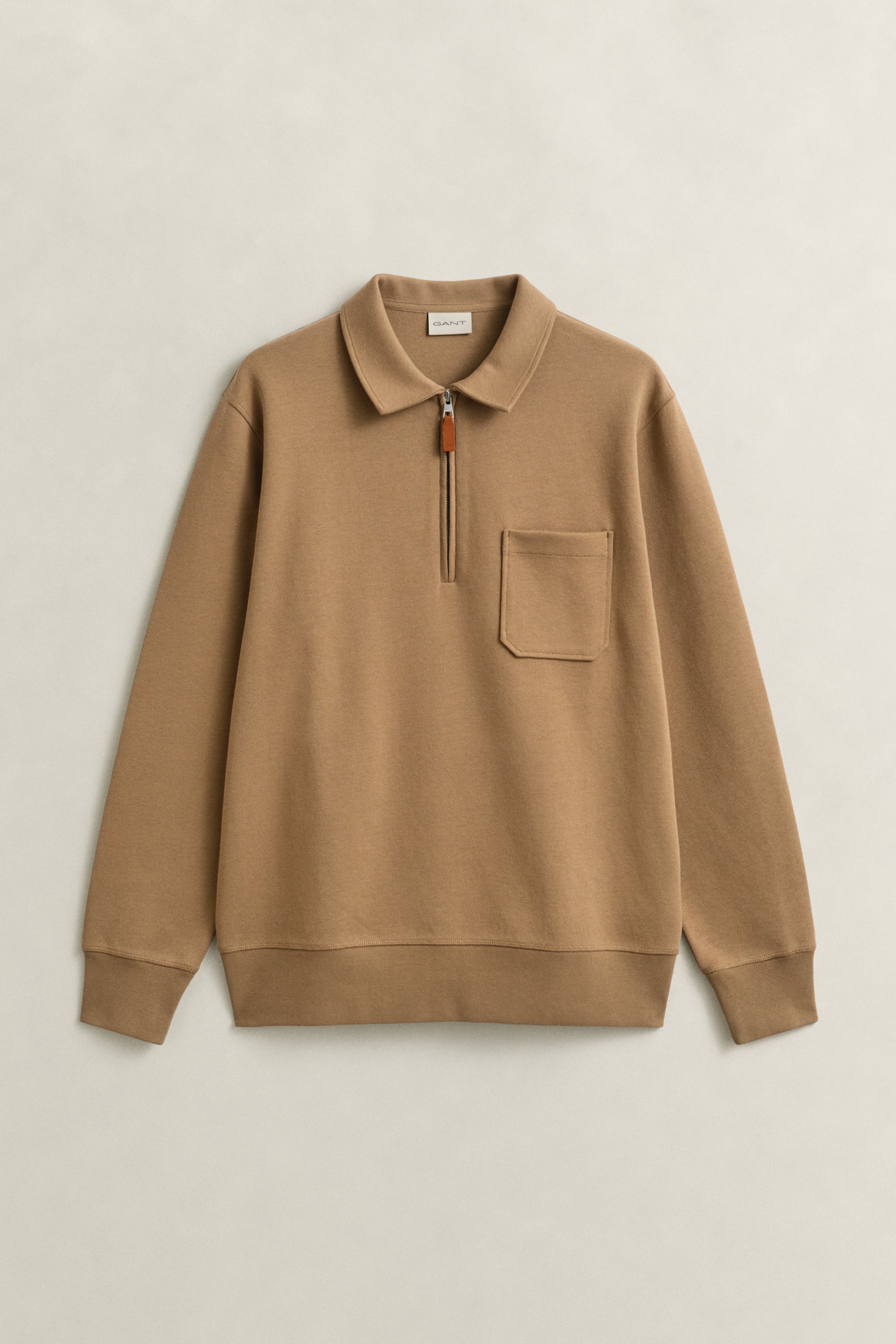 Gant Men's Khaki Ponte Di Roma Half-Zip Sweatshirt (Xxxl) Warm