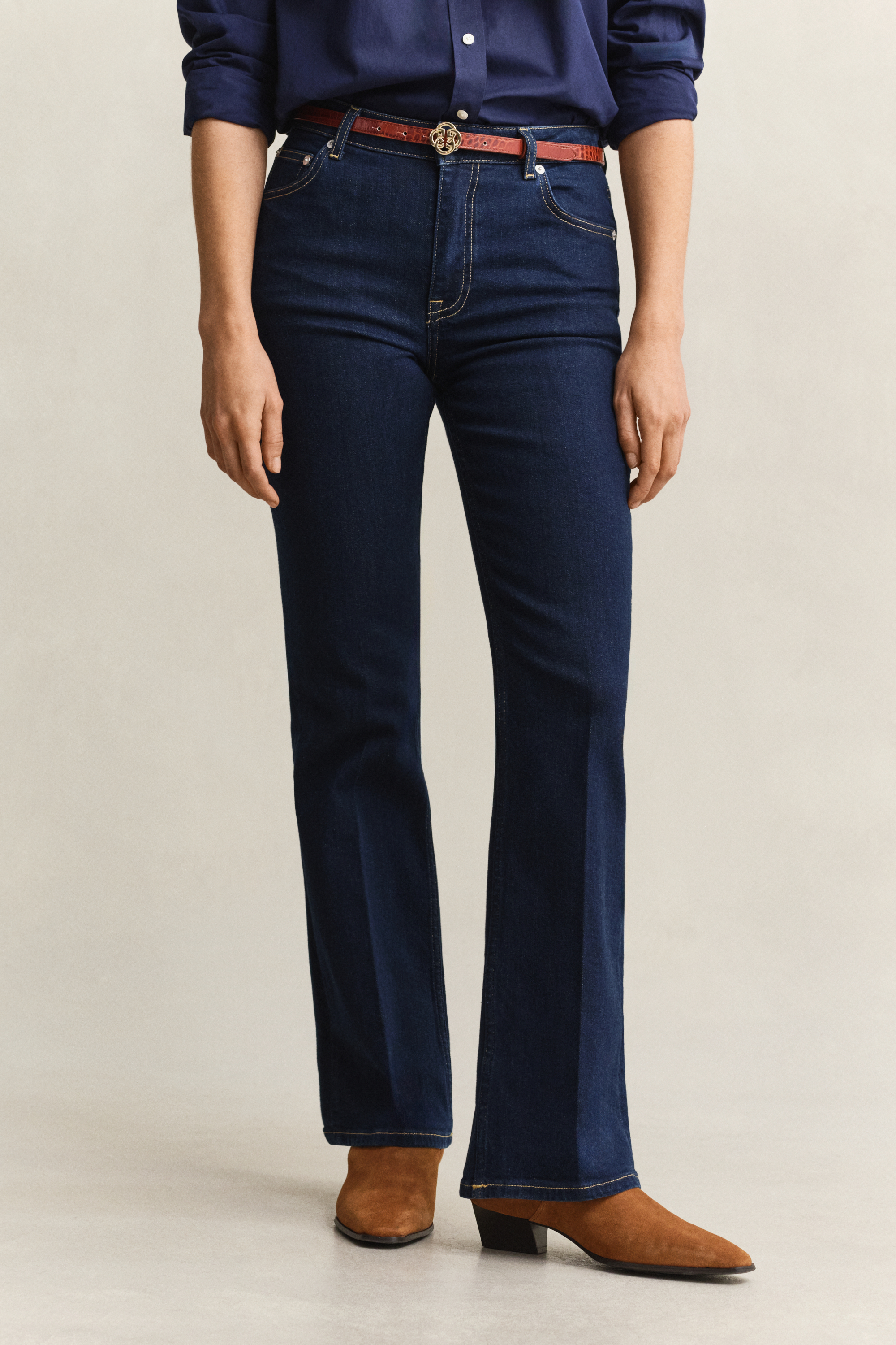 Gant Women's Navy Slim Flared Stretch Jeans (34) Dark Blue