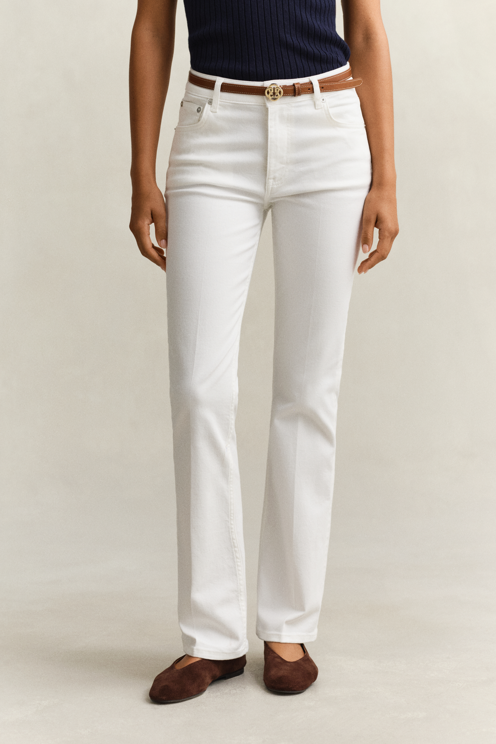 Gant Women's Off White Flared Stretch Jeans (34) Eggshell