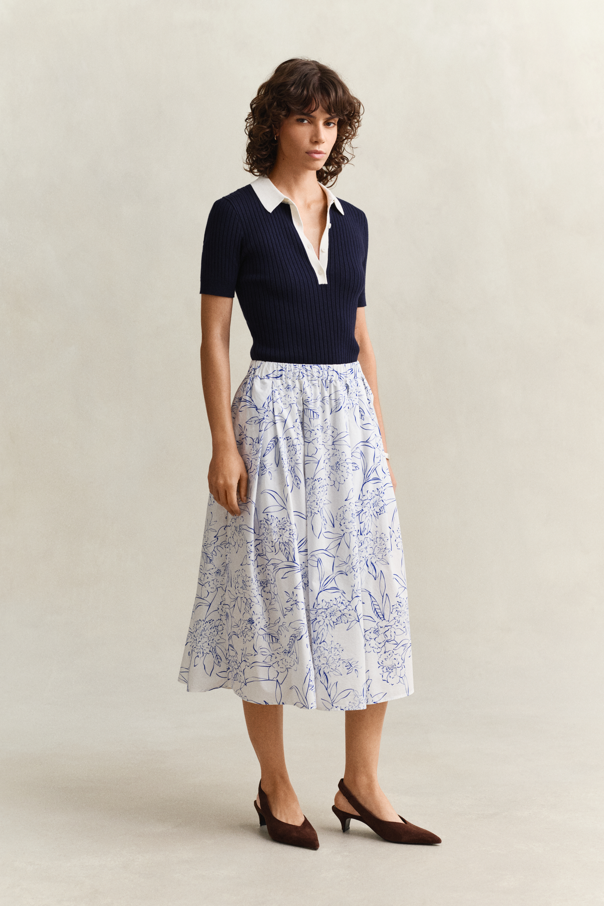 Gant Women's White Floral Midi Skirt (40)