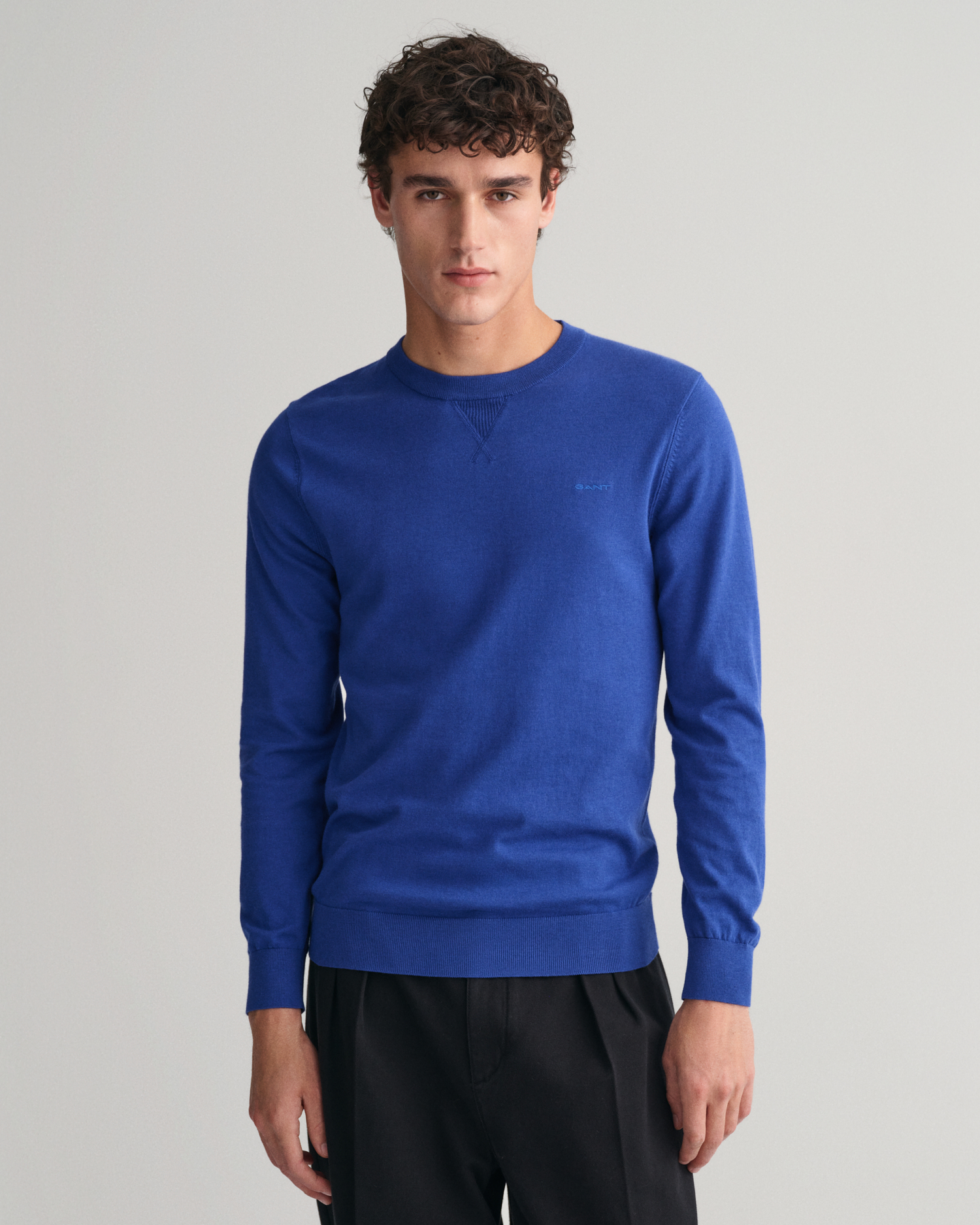 GANT Men Fine Cotton Crew Neck Sweater (XXXL) Blue