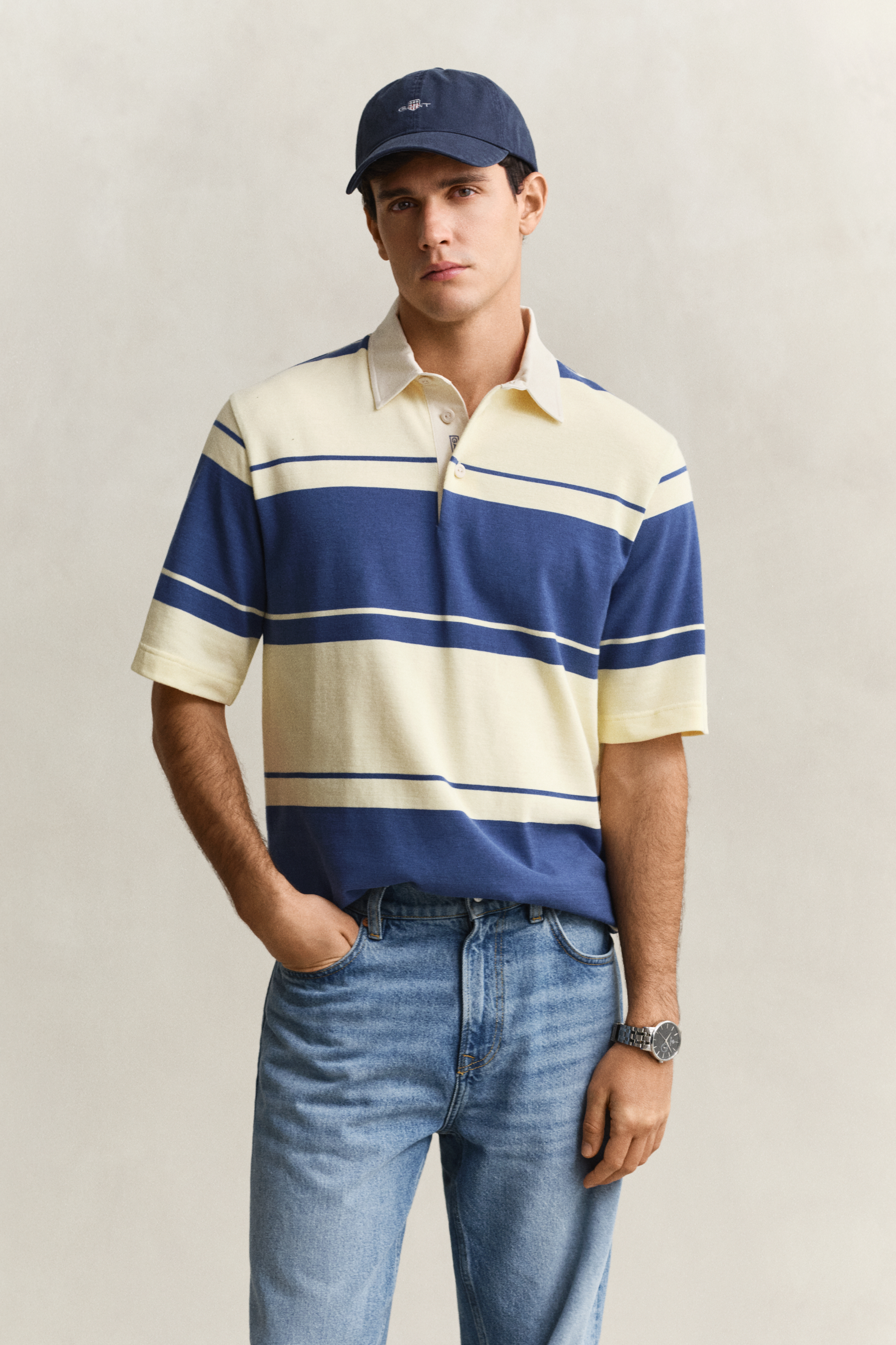 Gant Men's Vintage Blue Striped Rugger (Xxl)