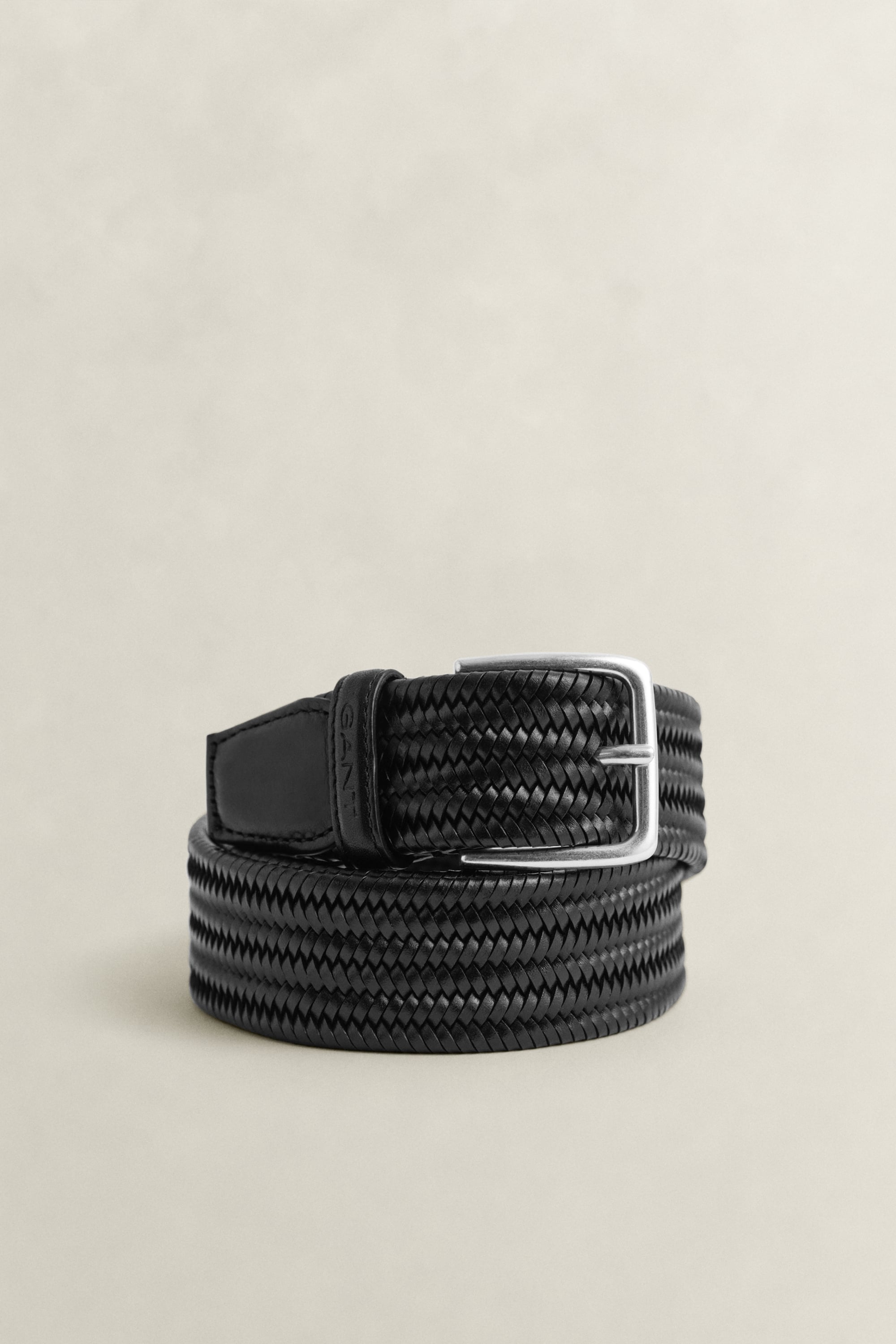 Gant Men's Black Braided Elastic Leather Belt (115/46)