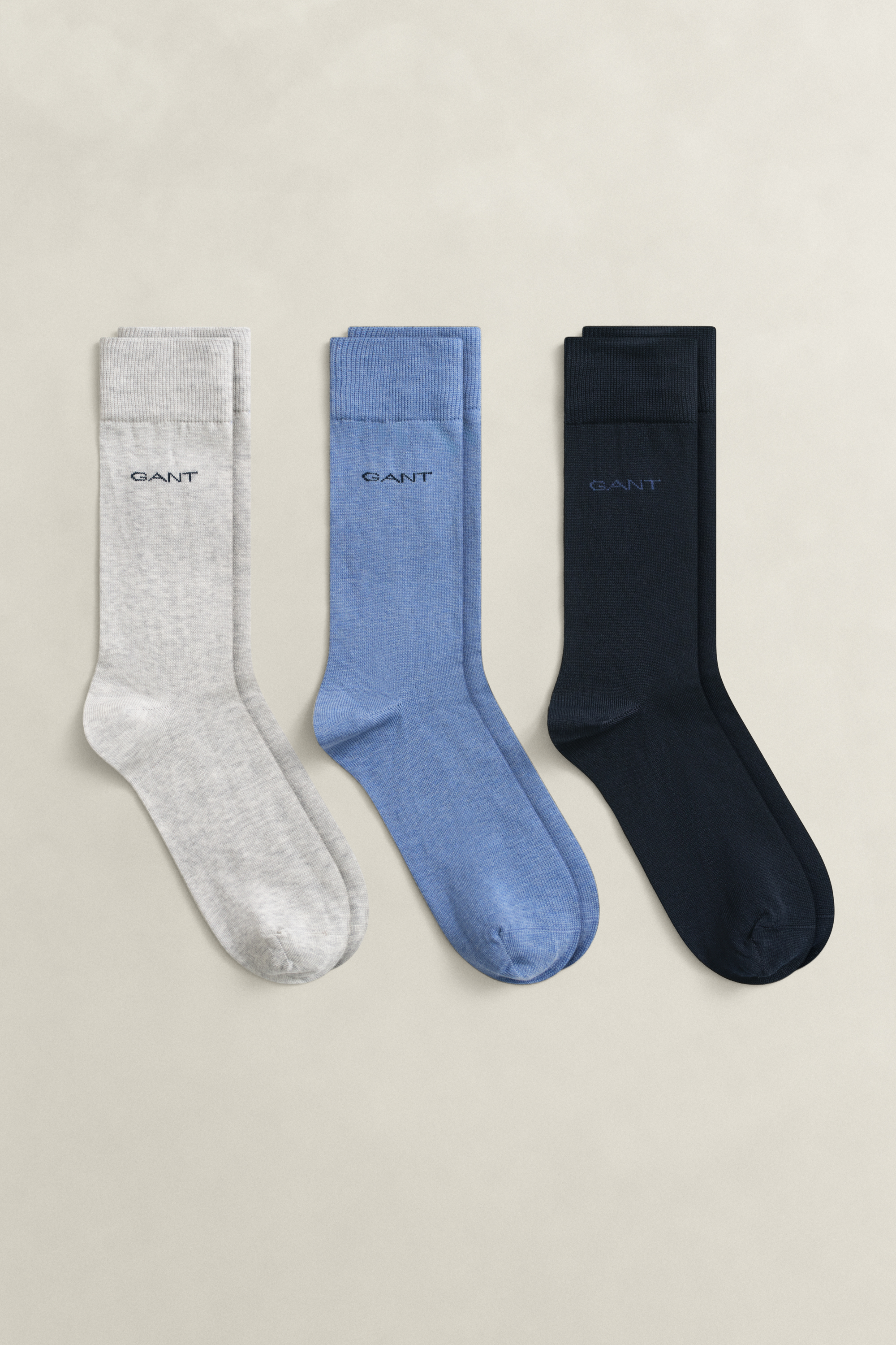 Gant Men's Blue 3-Pack Mercerized Cotton Socks (40-42) Denim Melange