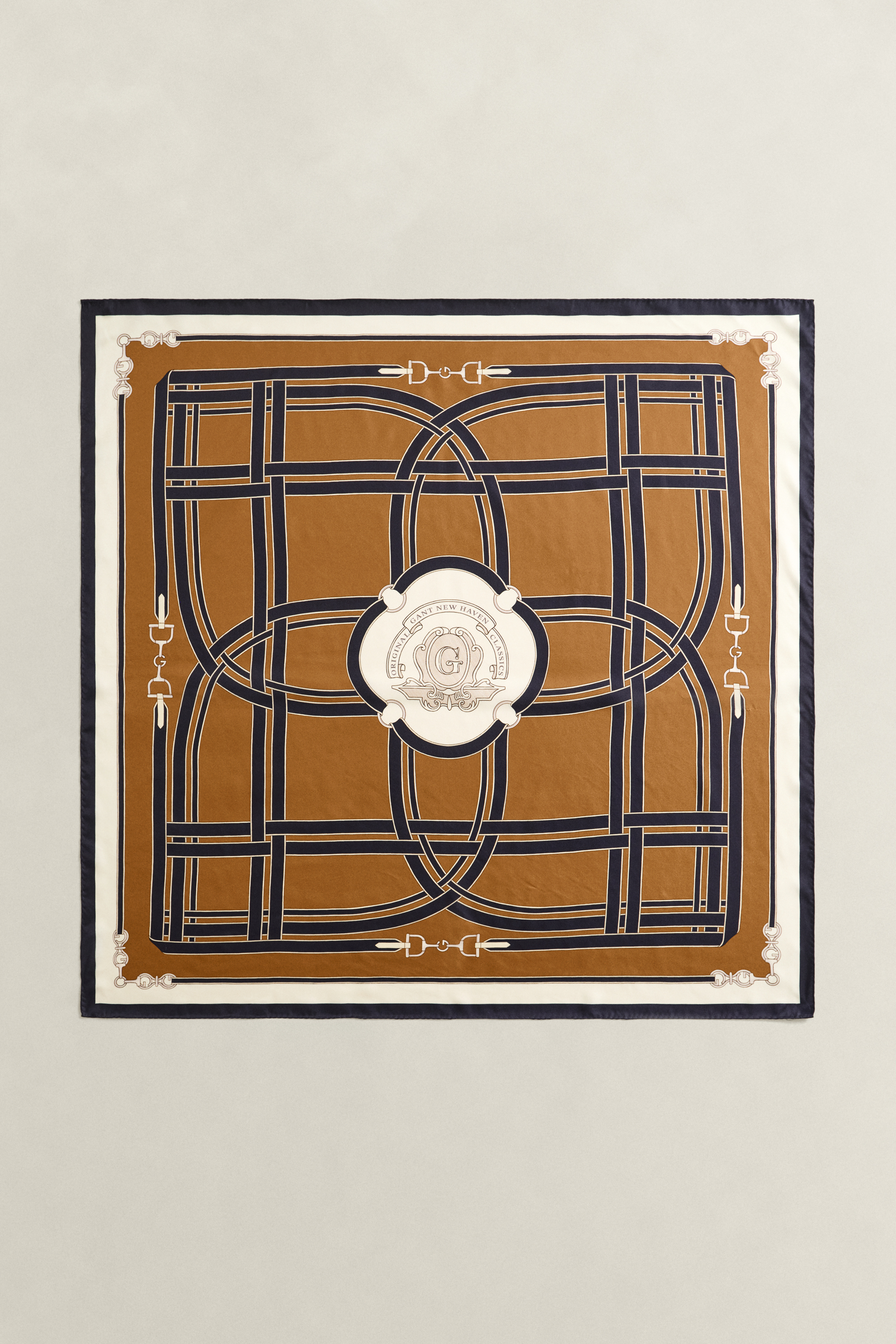 Chain Print Silk Scarf CARAMEL