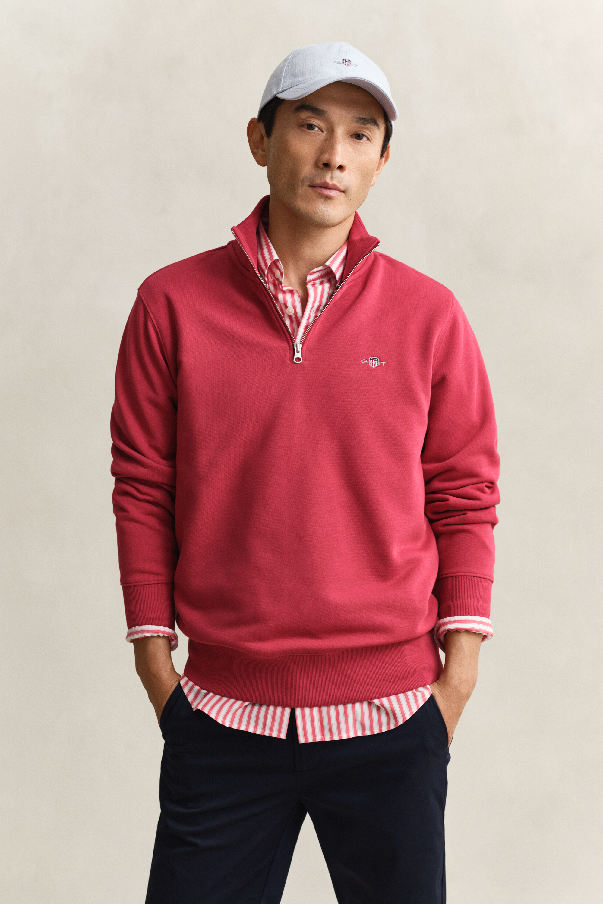 Gant Men's Rose Red Shield Half-Zip Sweatshirt (Xxxl)