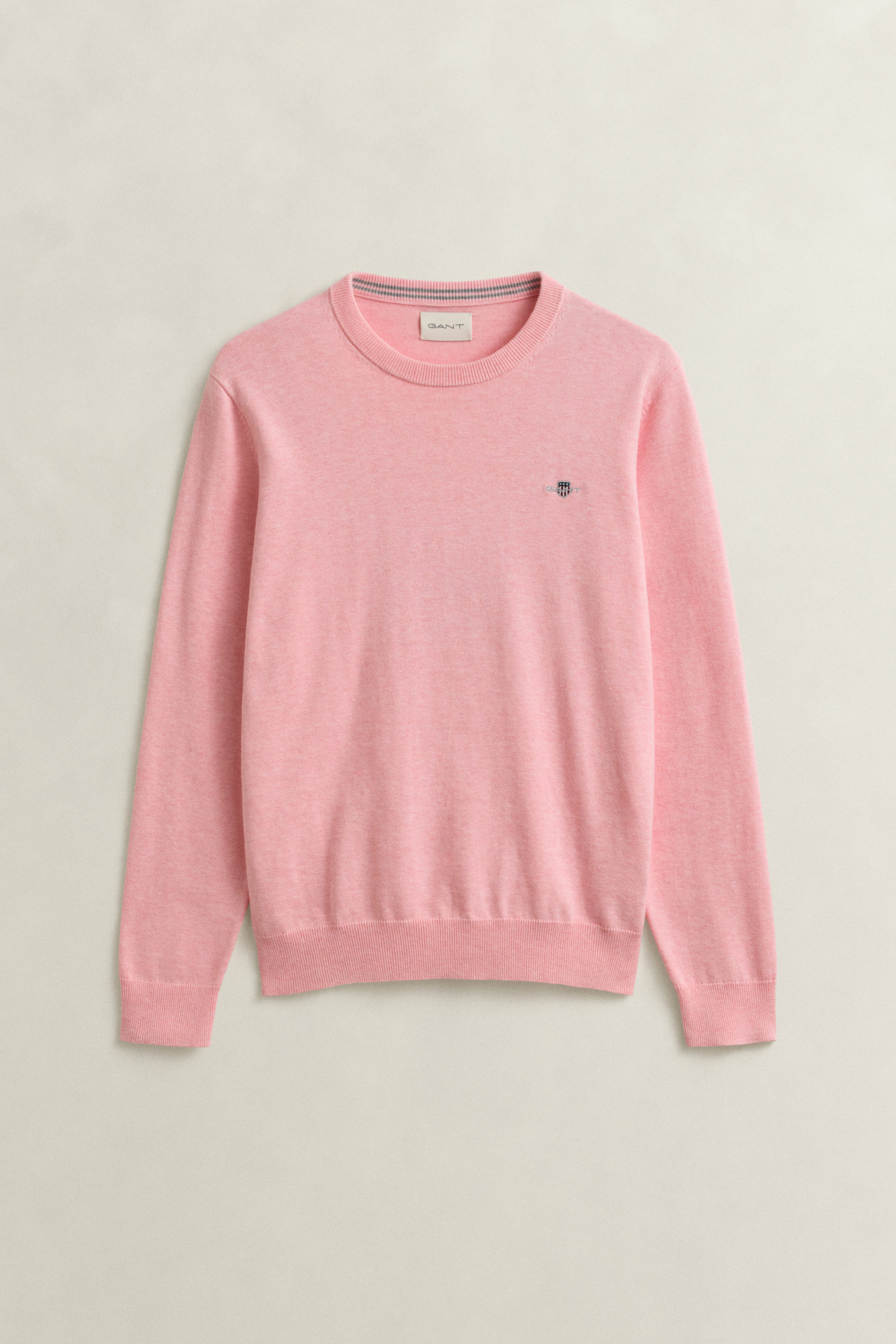Gant Men's Pink Blush Melange Cotton Crew Neck Sweater (Xxl)