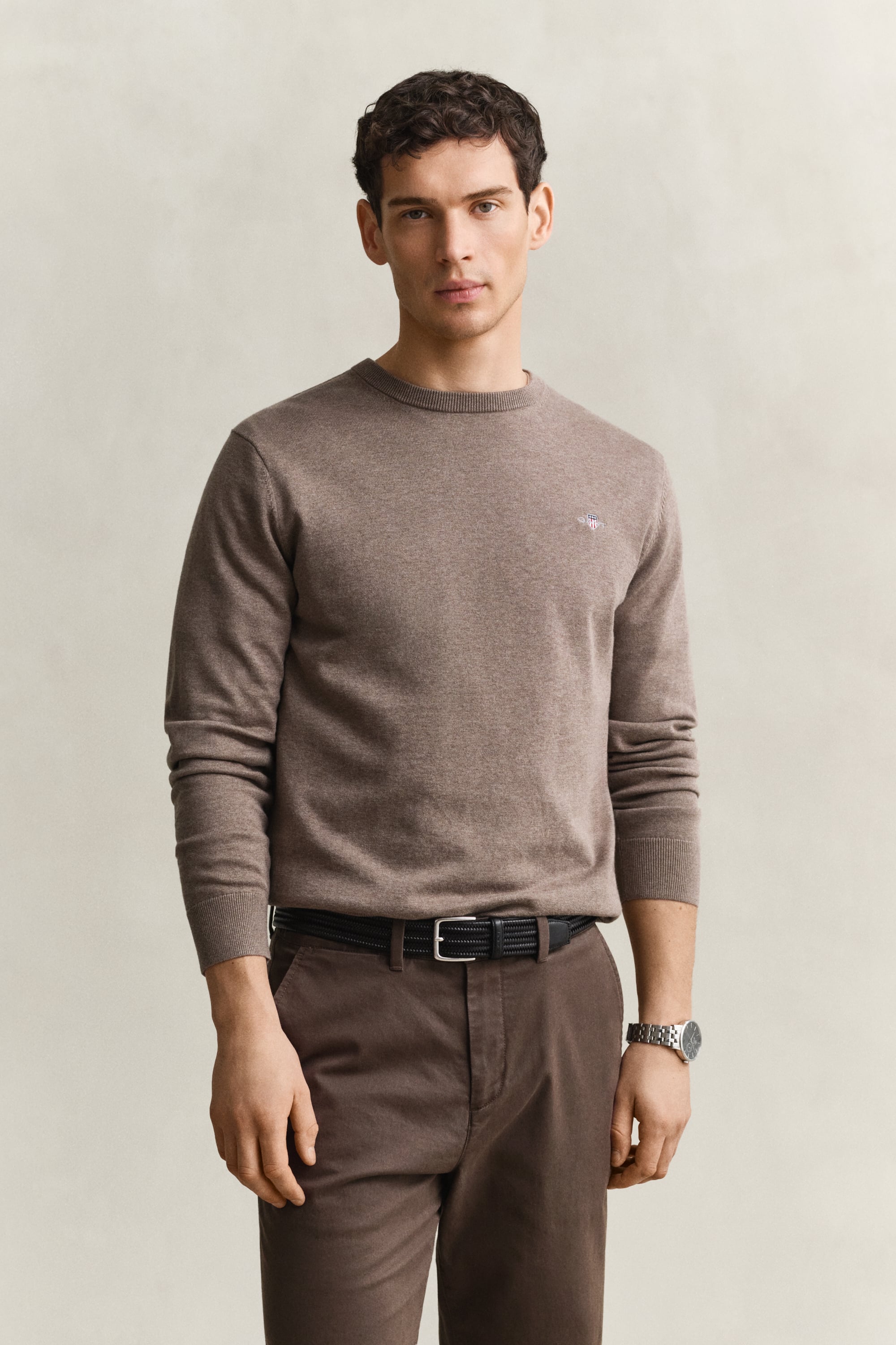 Gant Men's Dk Hazelnut Melange Classic Cotton Crew Neck Sweater (Xxxl)