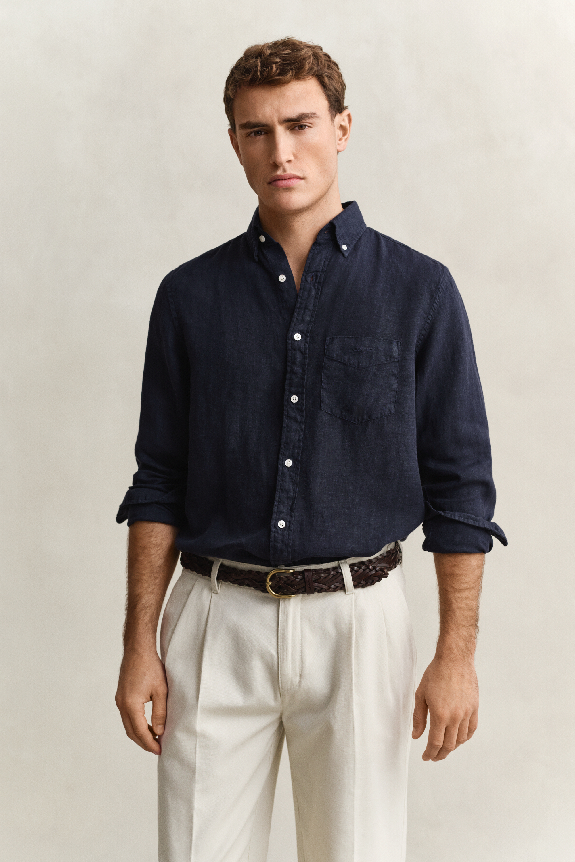 Gant Men's Navy Linen Shirt (Xxxl) Evening Blue