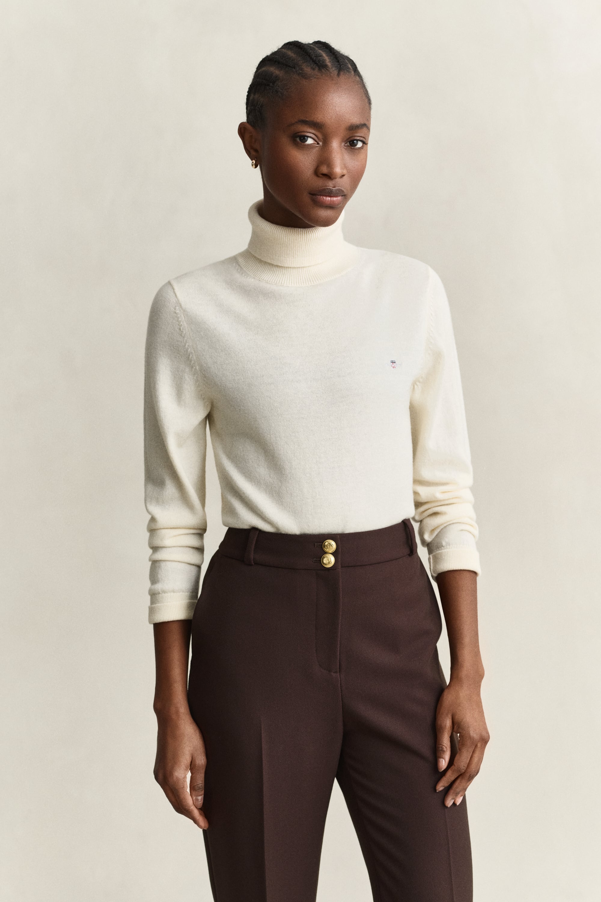 Wool Cotton Turtleneck Sweater DARKENED