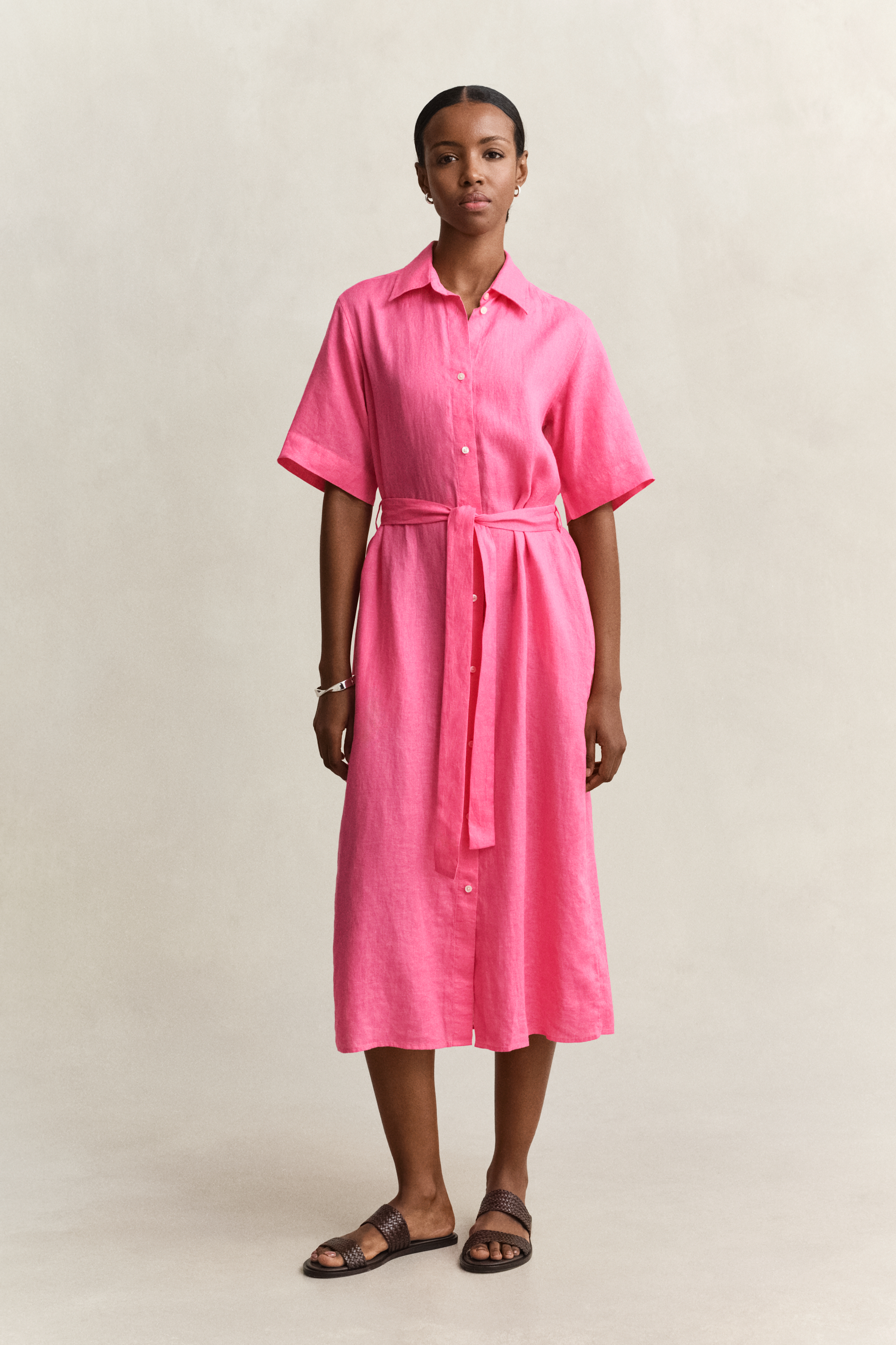 Gant Women's Bright Fuschia Linen Shirt Dress (44)