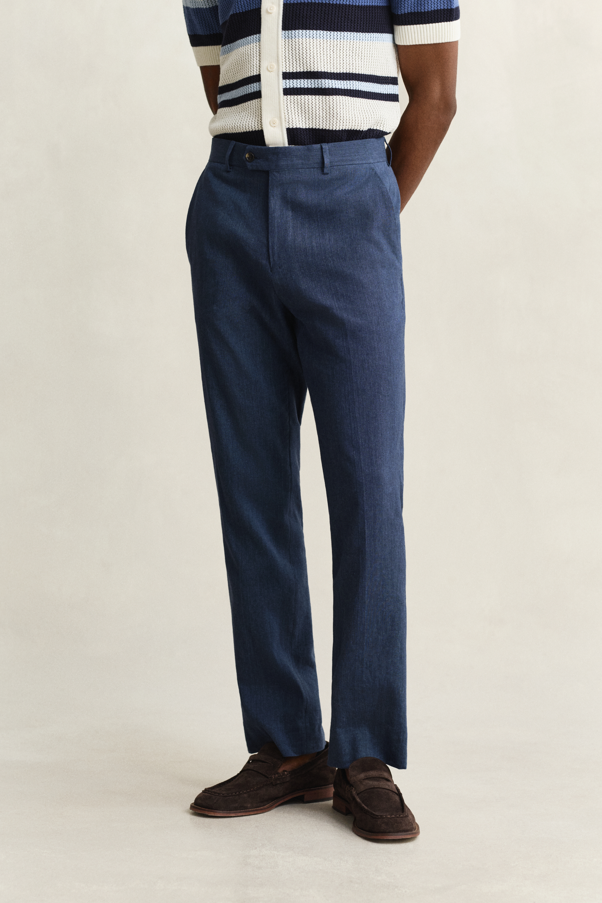 Gant Men's Blue Linen Blend Suit Pants (50) Persian
