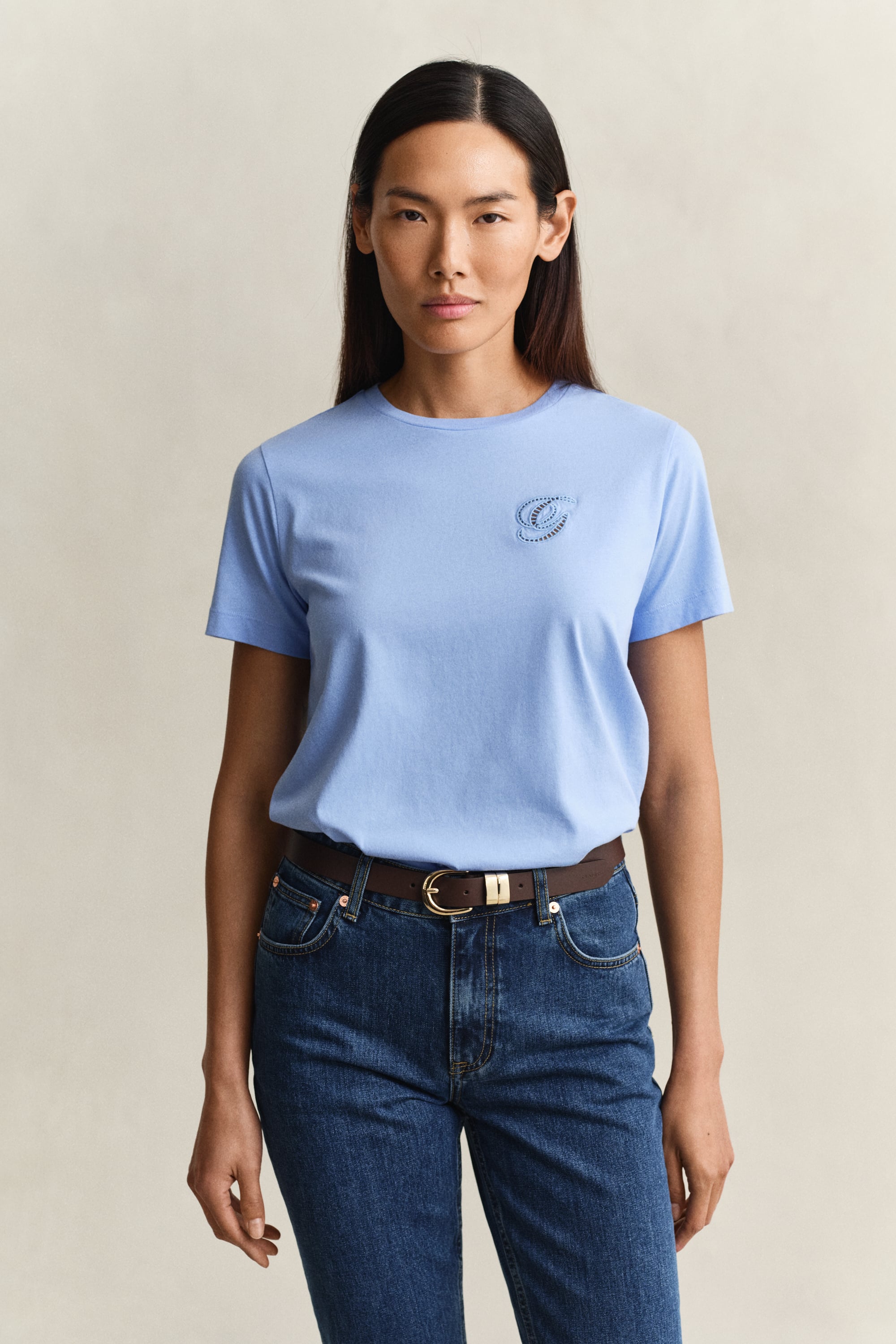Gant Women's Hydrangea Blue Script T-Shirt (S)