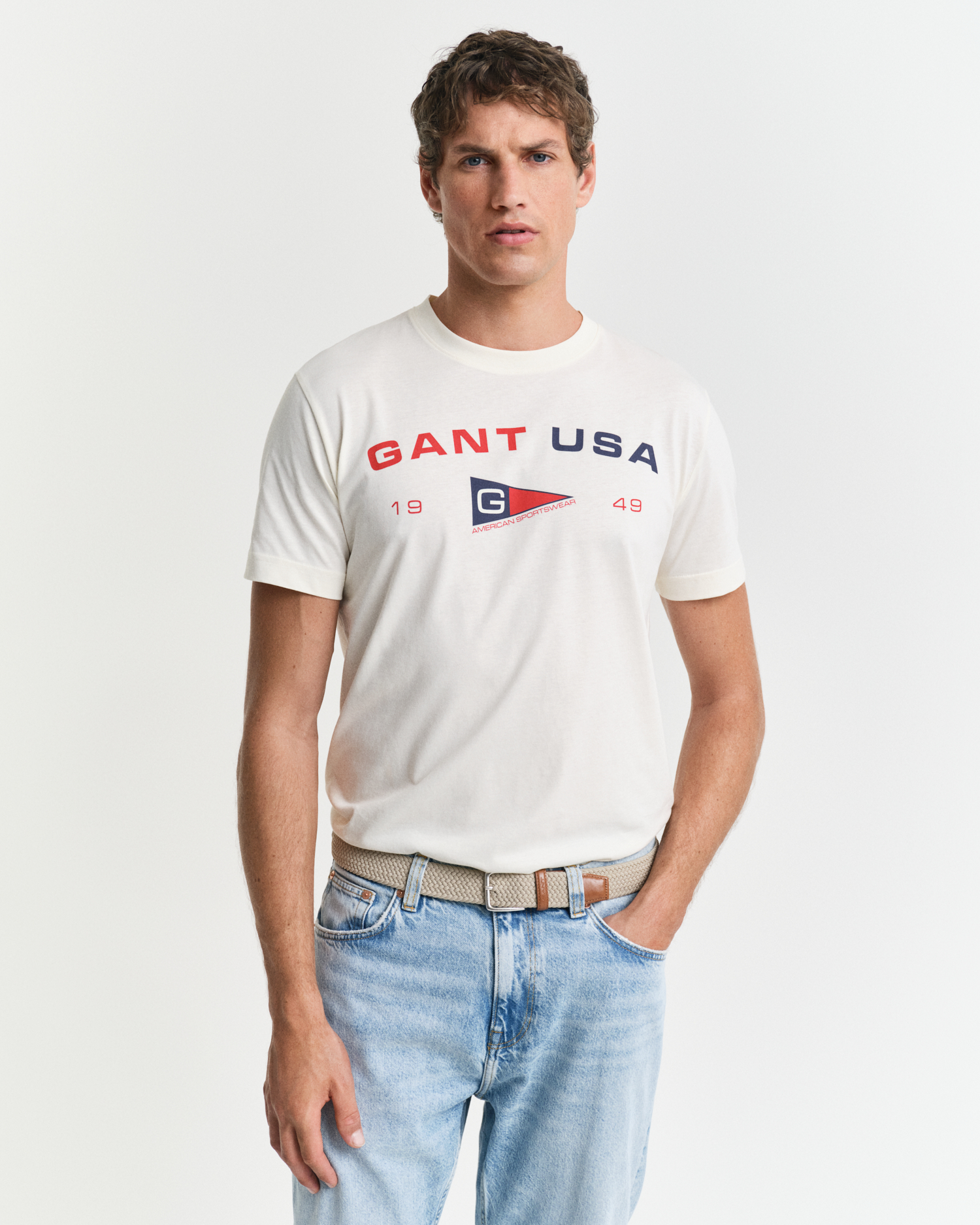 Gant Men's Cream Graphic T-Shirt (M) Medium