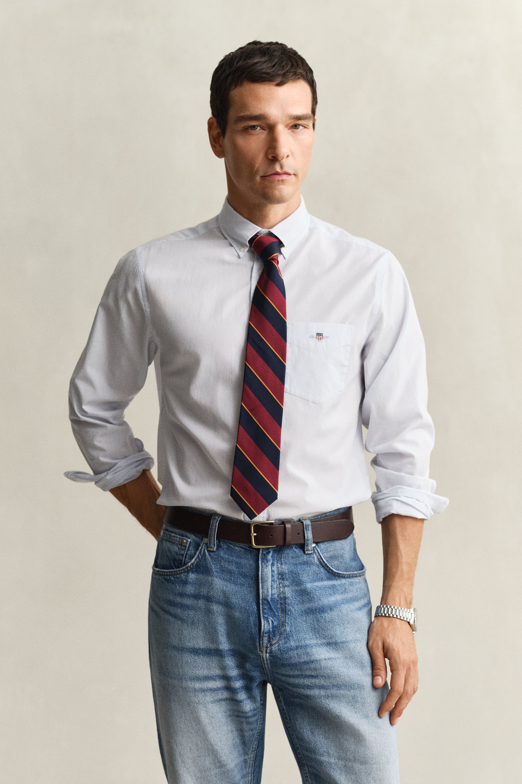 Gant Men's Light Blue Banker Stripe Classic Poplin Shirt (Xxxl)