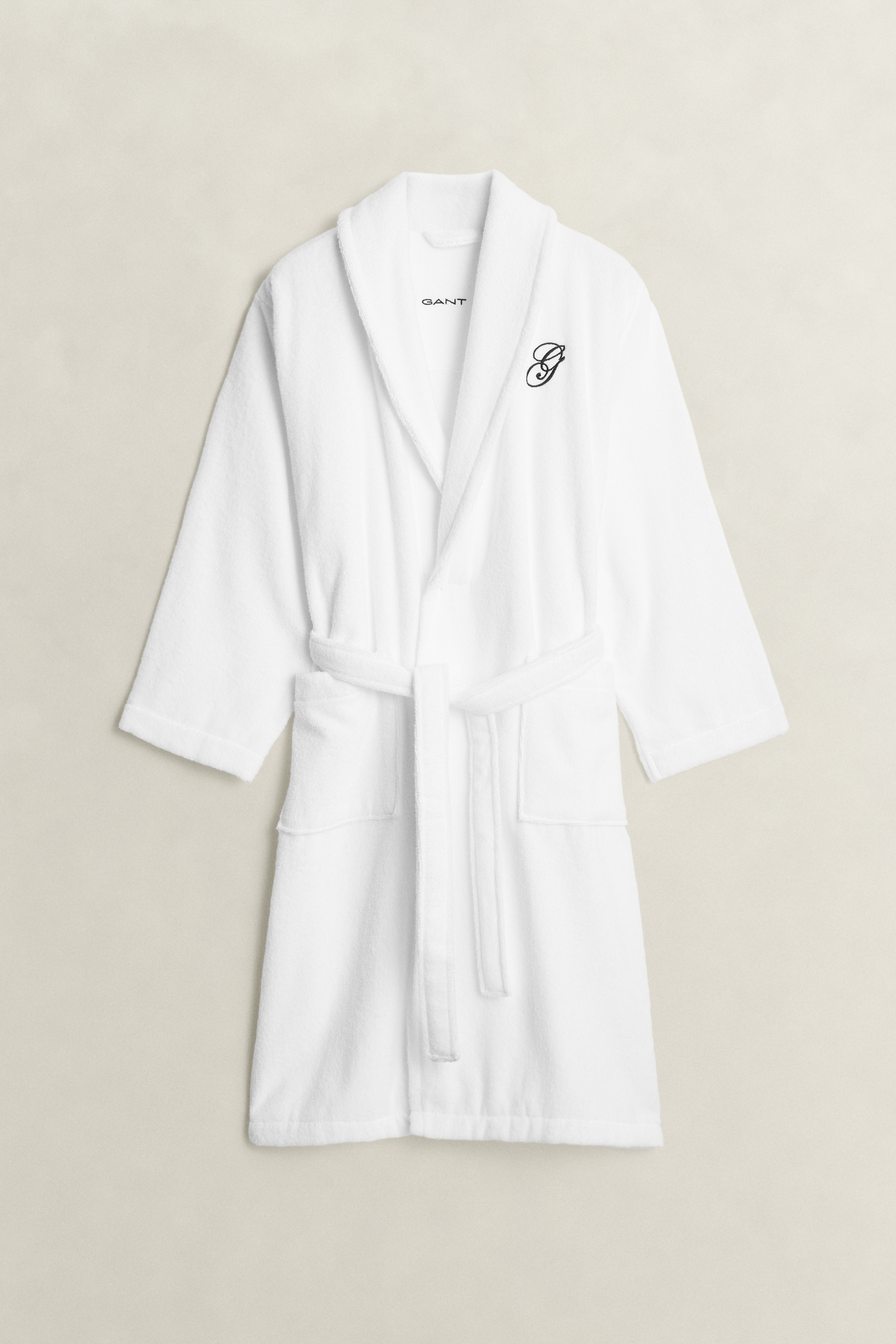Gant Unisex White Home Decor Embroidered Robe (L)