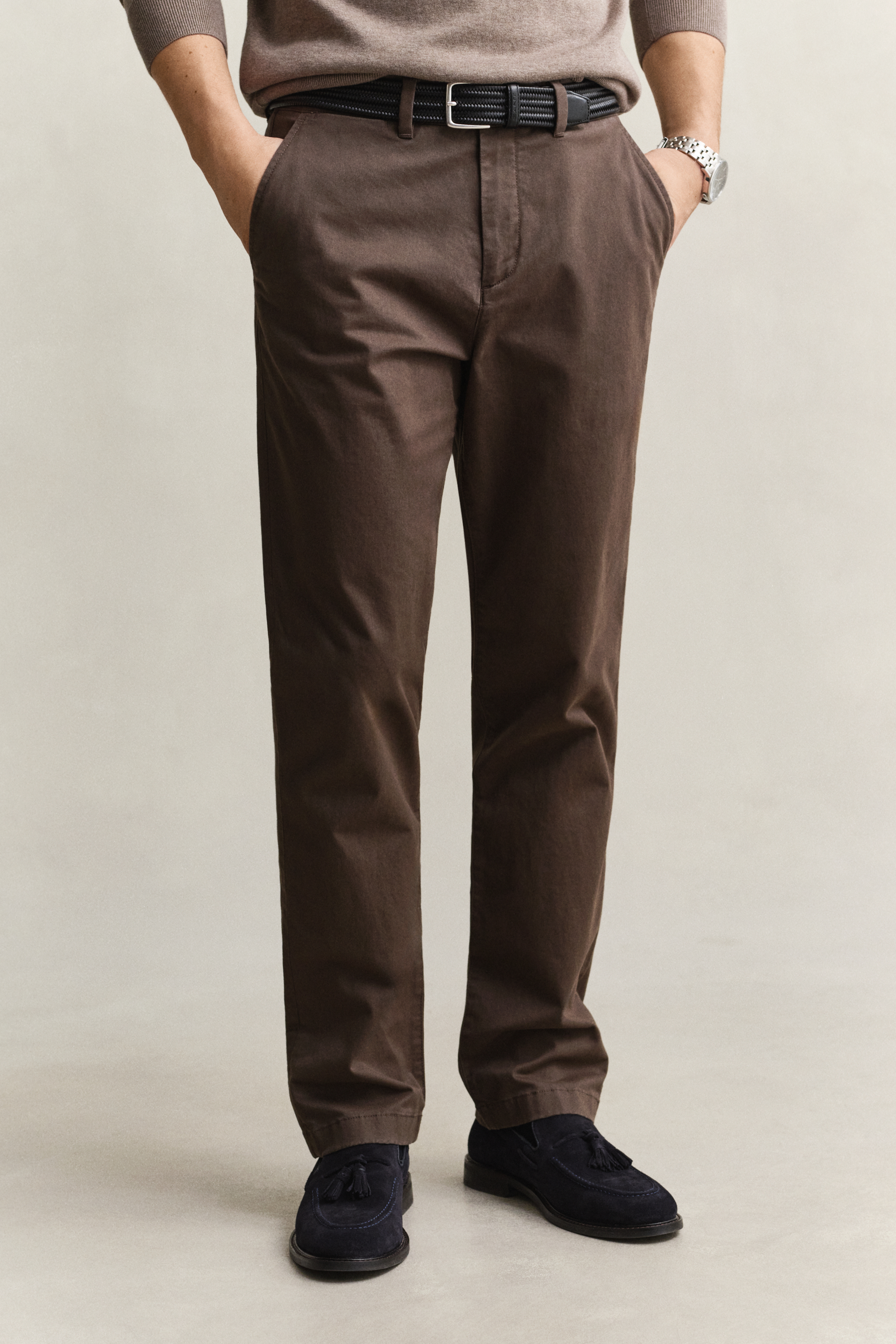 Gant Men's Shadow Brown Regular Fit Classic Chinos (42/32)