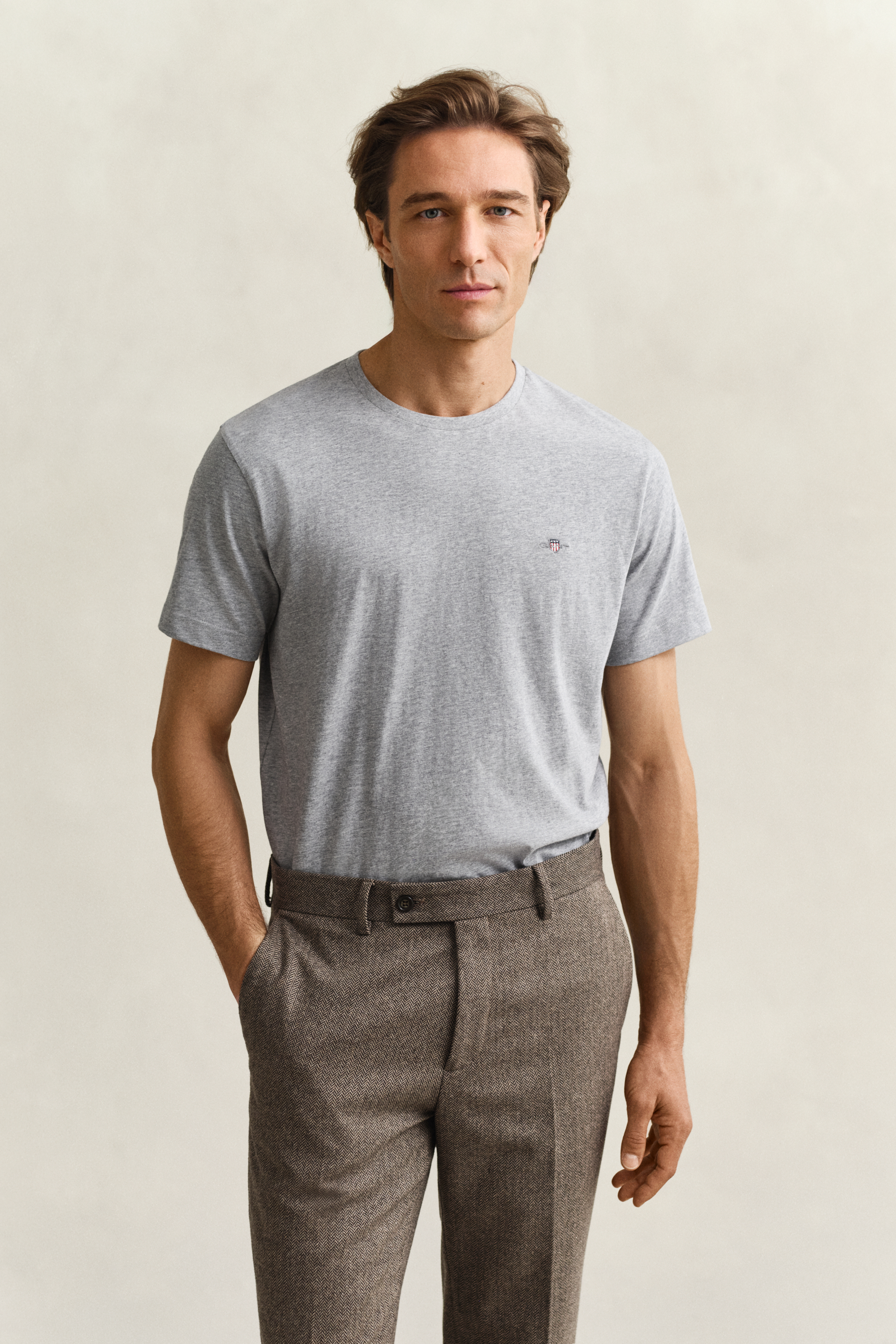 Gant Men's Grey Regular Fit Shield T-Shirt (Xxxl) Melange