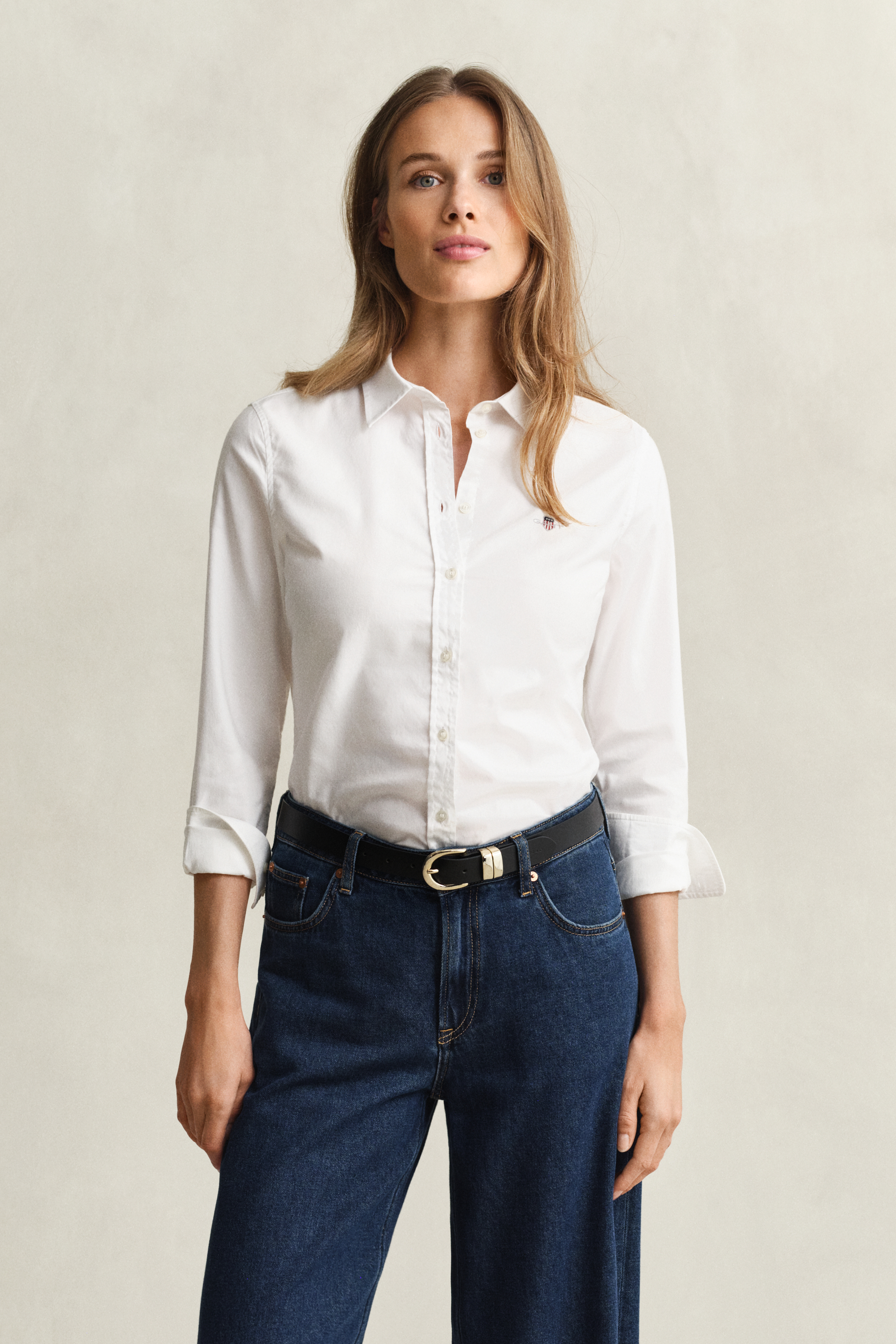Gant Women's White Stretch Oxford Shirt (36)