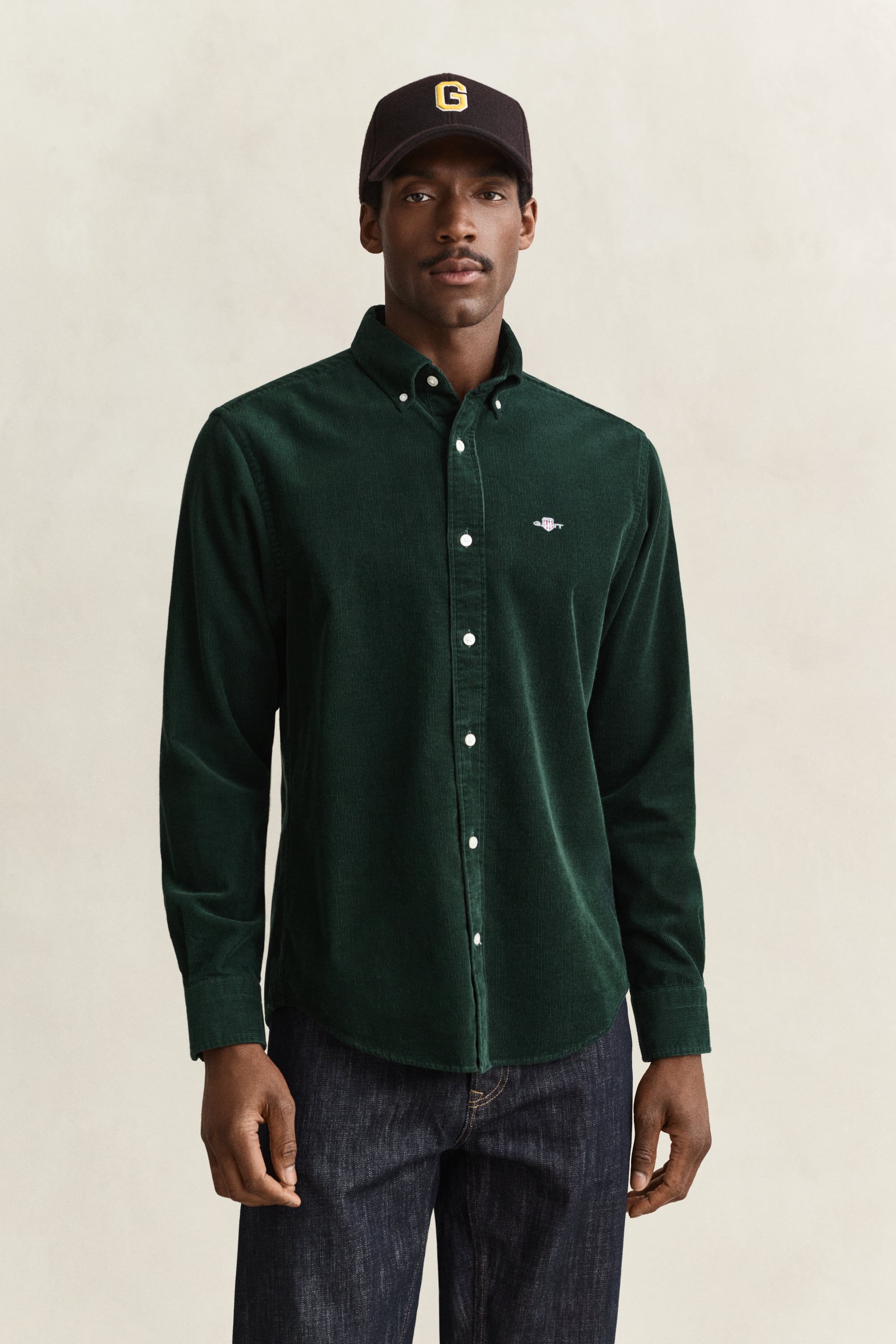 Gant Men's Green Corduroy Shirt In Tartan Cotton, Size Xxl - Image 3
