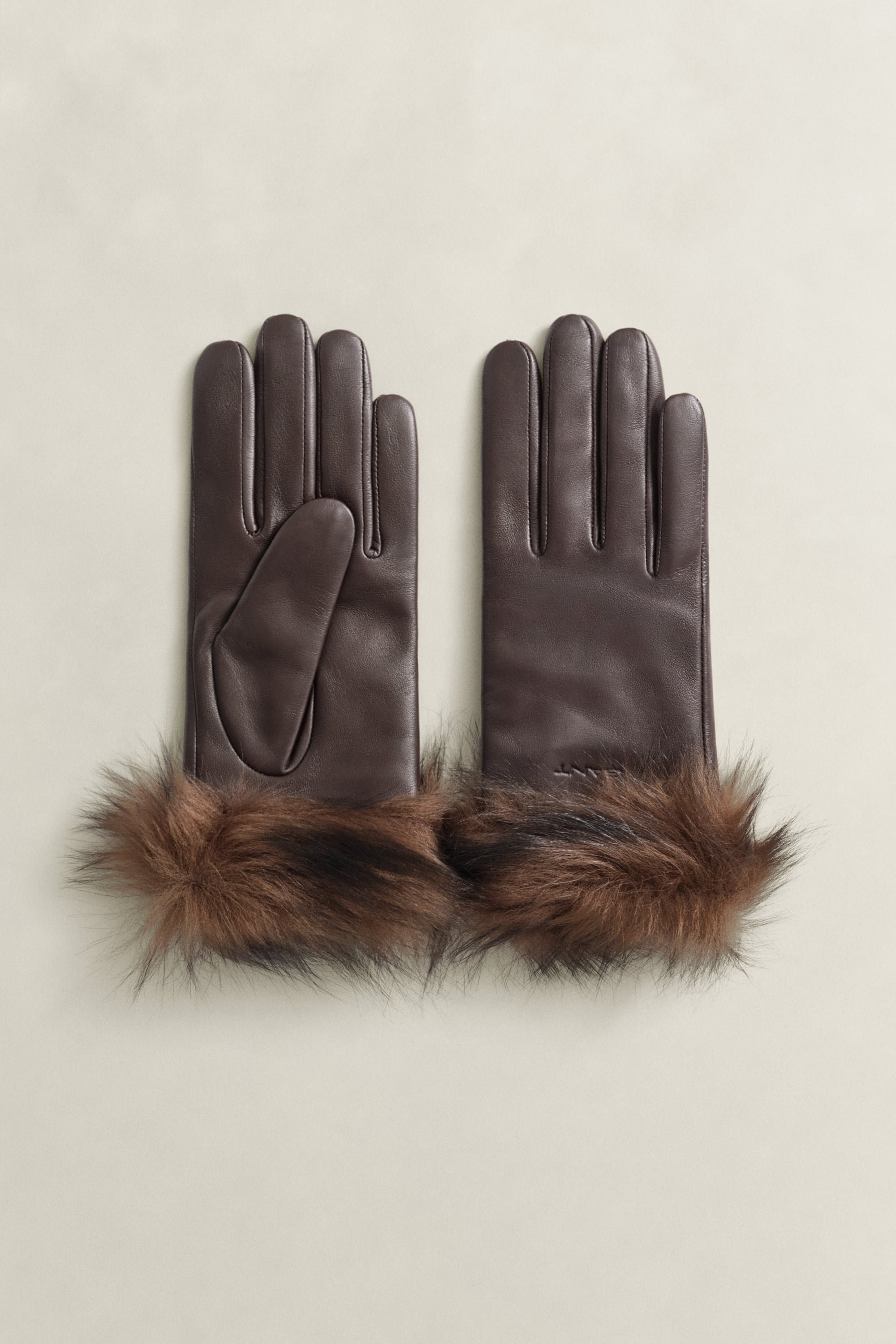 Shearling Cuff Leather Gloves DEEP