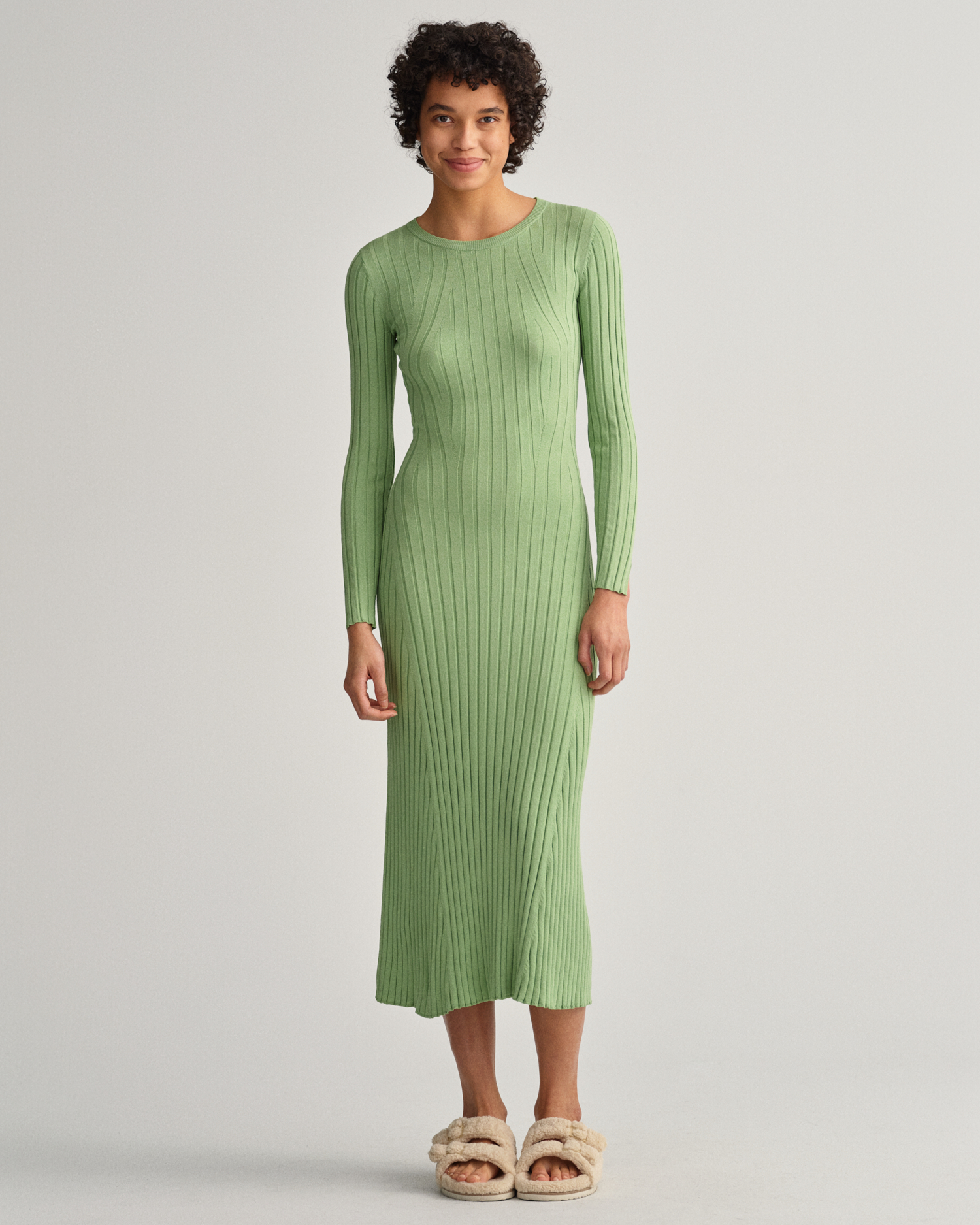 Ribbed Crew Neck Dress - GANT