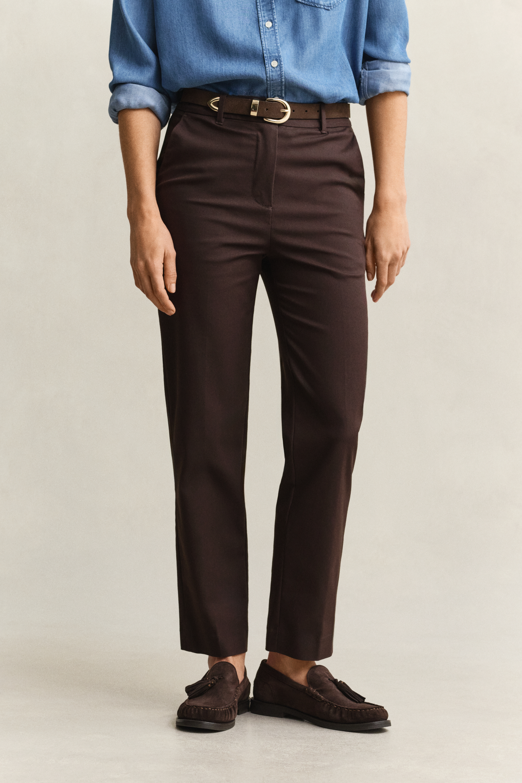 Gant Women's Brown Slim Fit Slacks (34) Deep