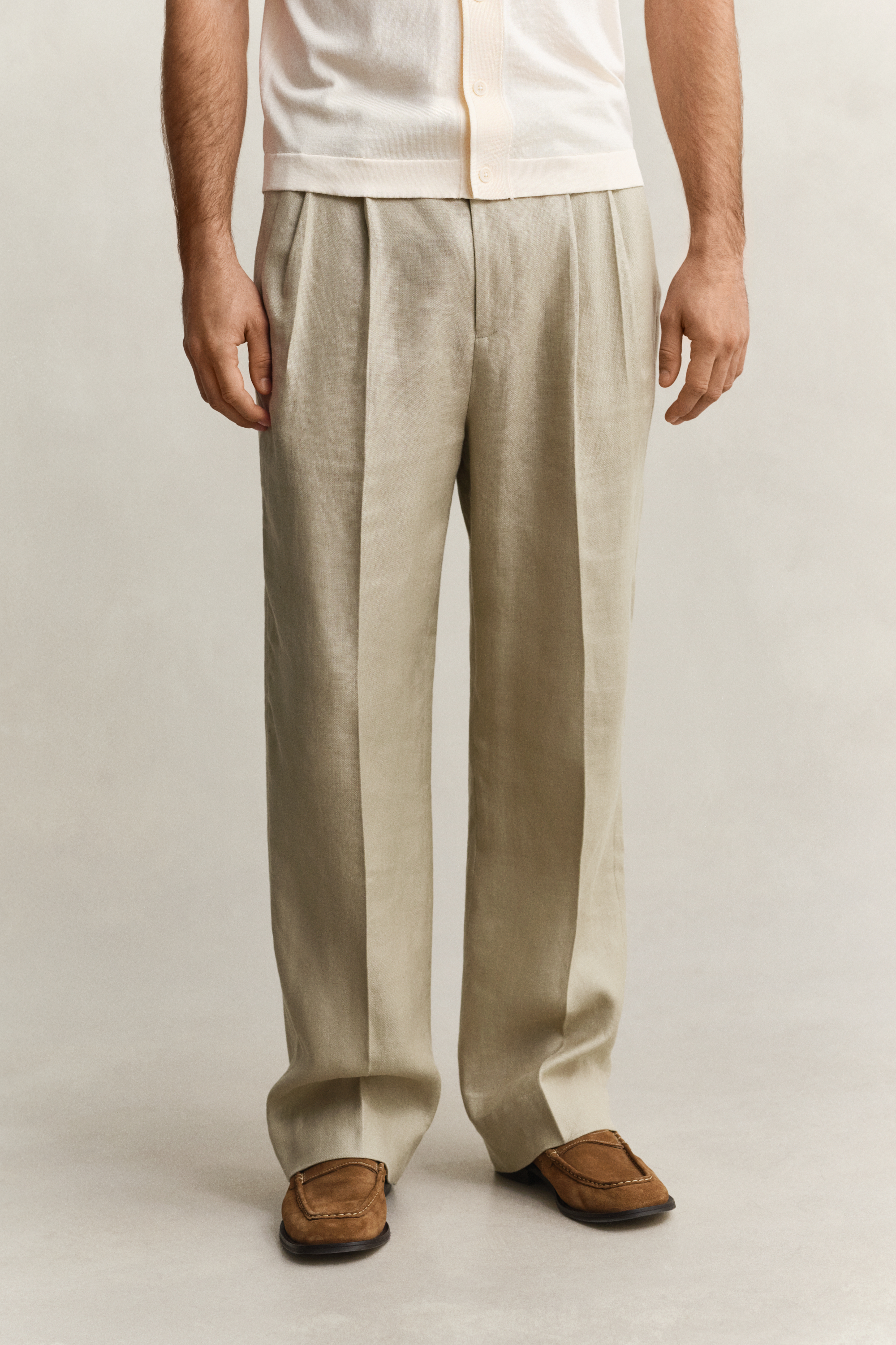 Gant Men's Faded Beige Linen Suit Pants (52)
