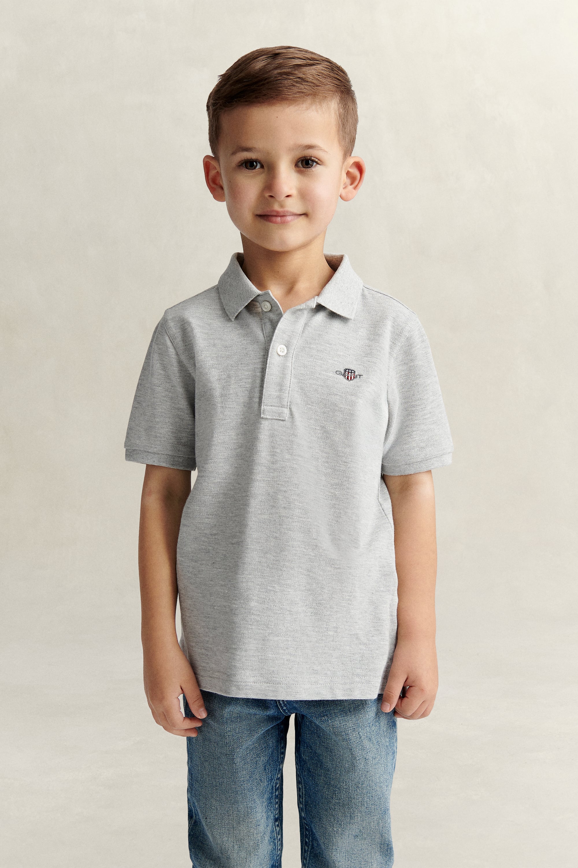 Gant Unisex Kids Grey Kids Shield Piqué Polo Shirt (110/116) Melange
