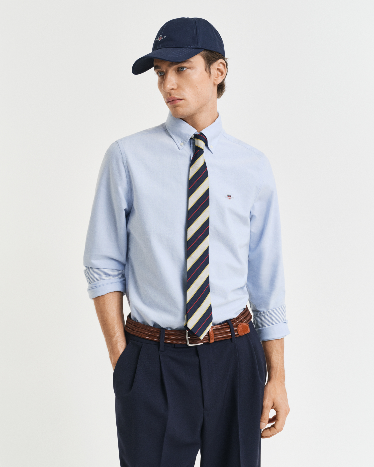 Gant Men's Light/Blue Slim Fit Oxford Stretch Shirt ) Xxl