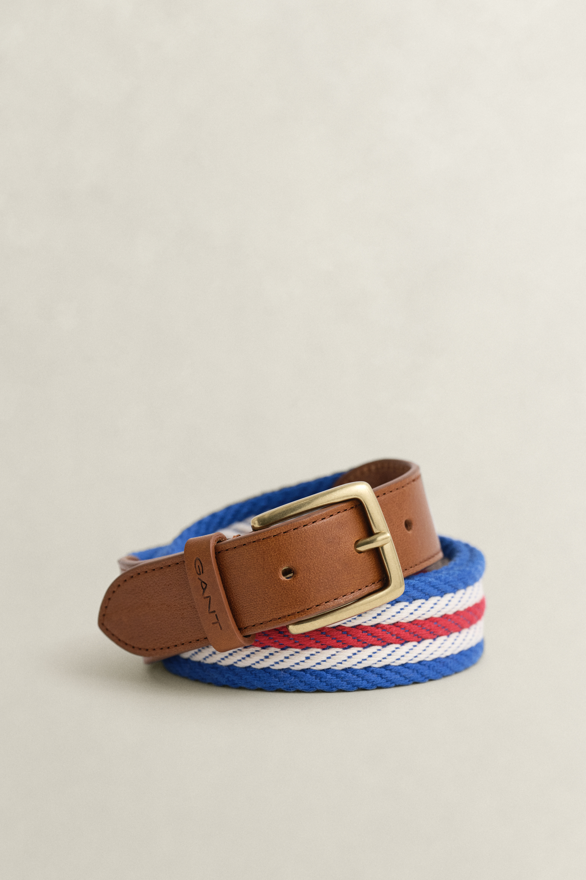 Gant Men's Red Striped Webbing Belt (105/42) Ruby