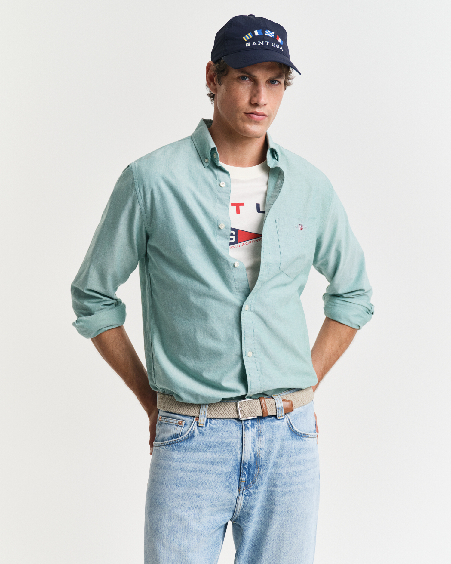 Gant Men's Green Regular Fit Classic Oxford Shirt (S) Small