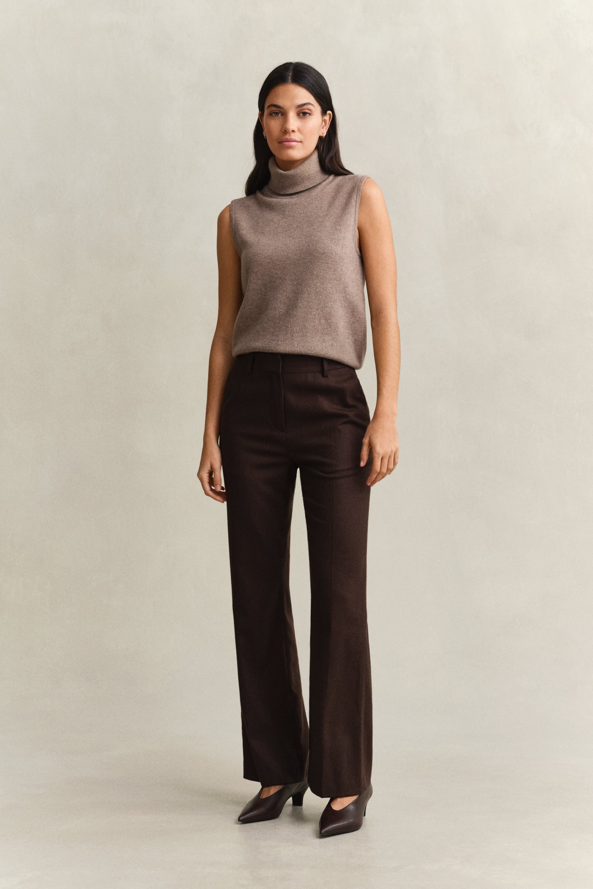 Gant Slim Flared Flannel Pants In Brown