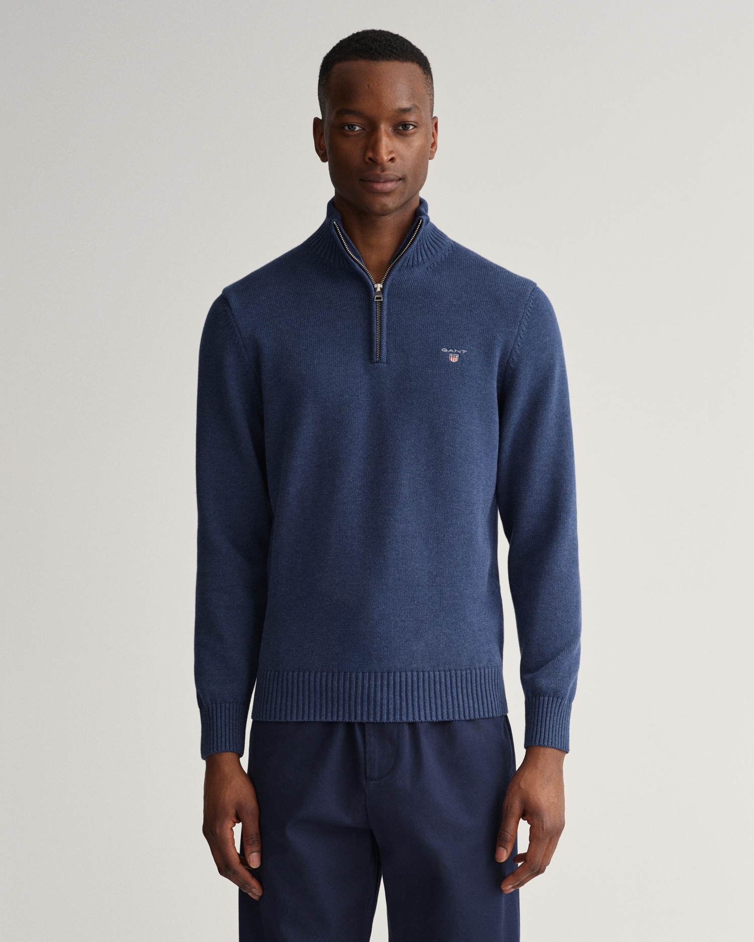 GANT Men Casual Cotton Half-Zip Sweater (XXXL) Blue