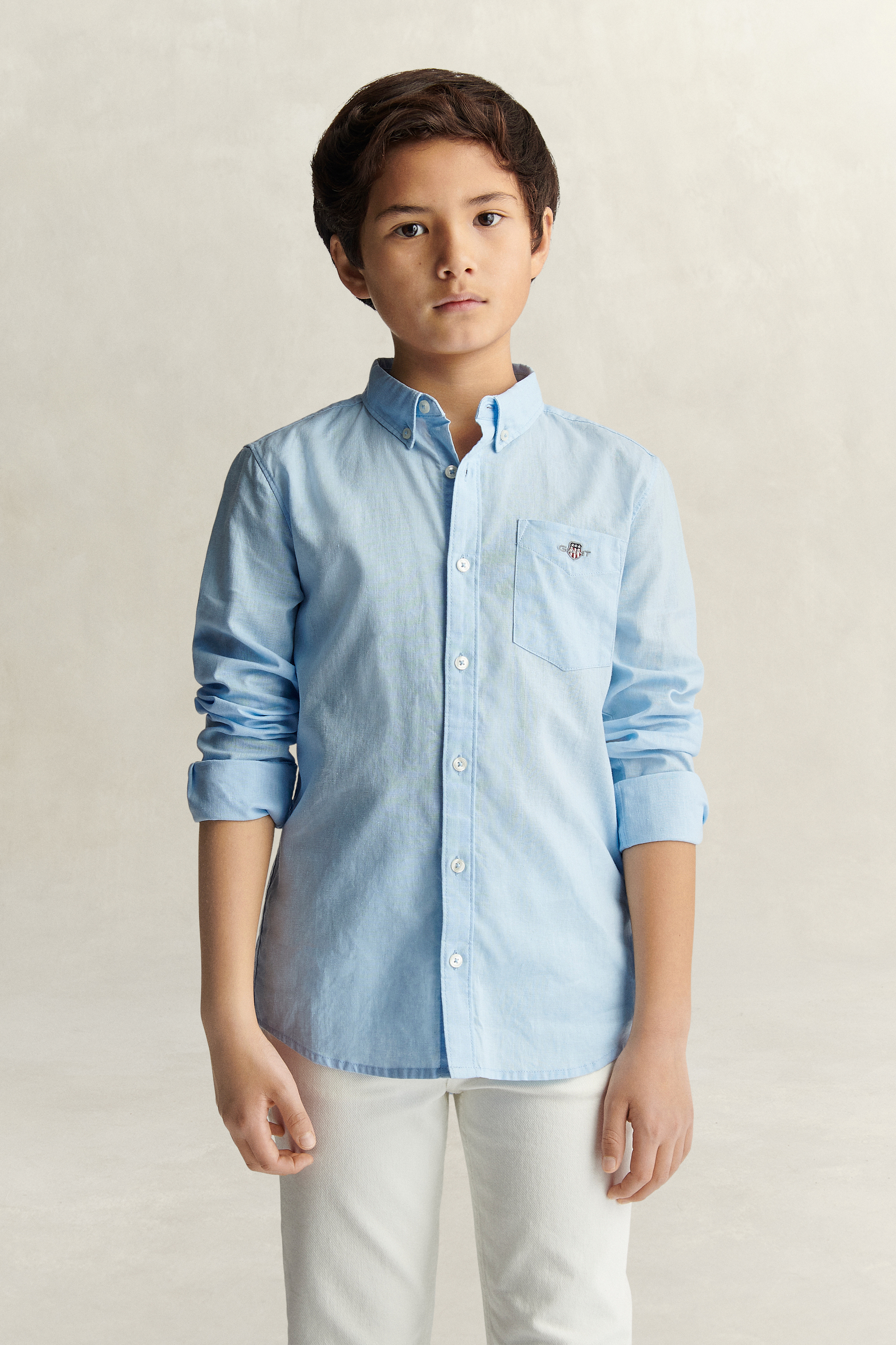 Gant Men's Sky Blue Teens Teen Boys Linen Blend Shirt (134/140)