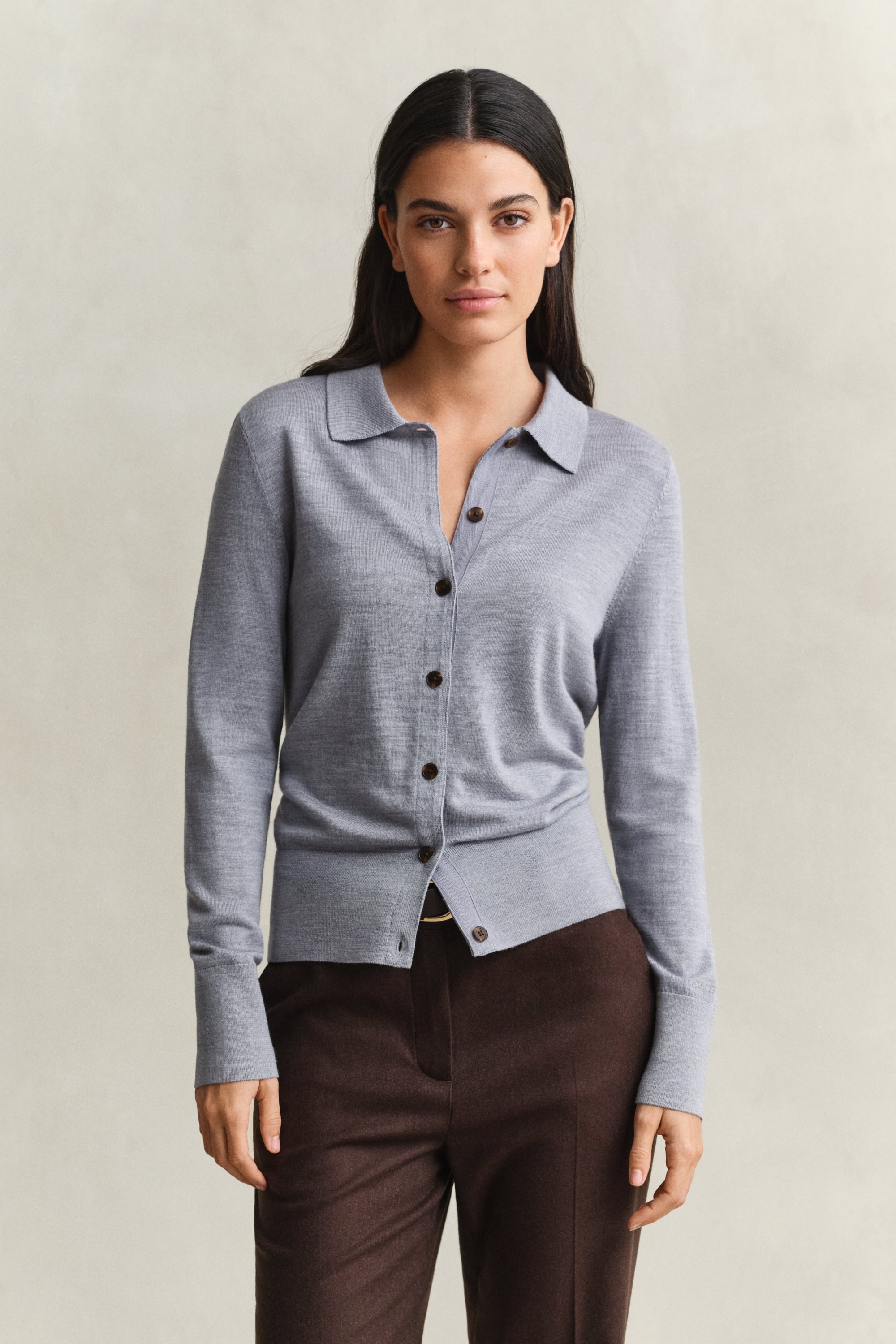 Gant Extra Fine Merino Wool Cardigan In Gray