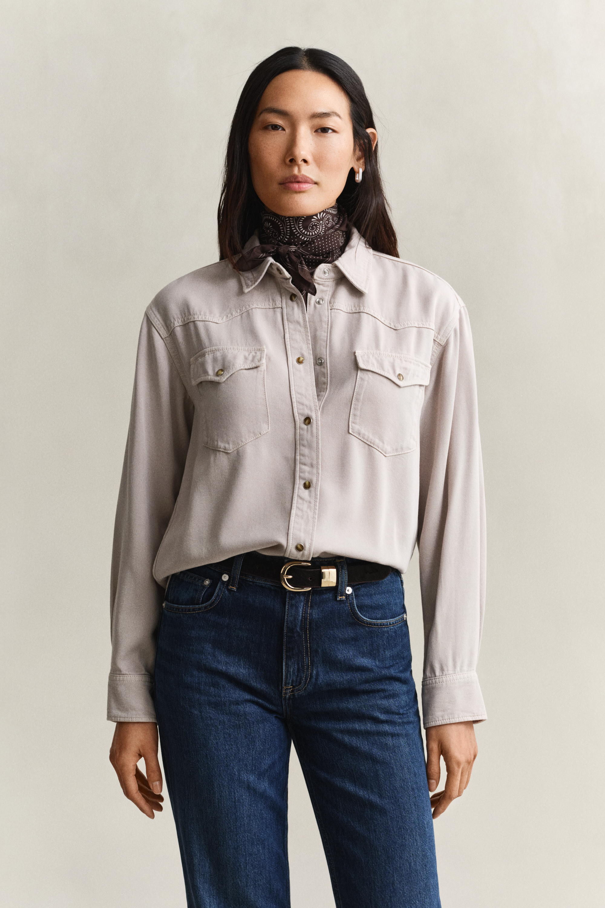 Gant Women's Clay Beige Denim Twill Ranger Shirt (36)