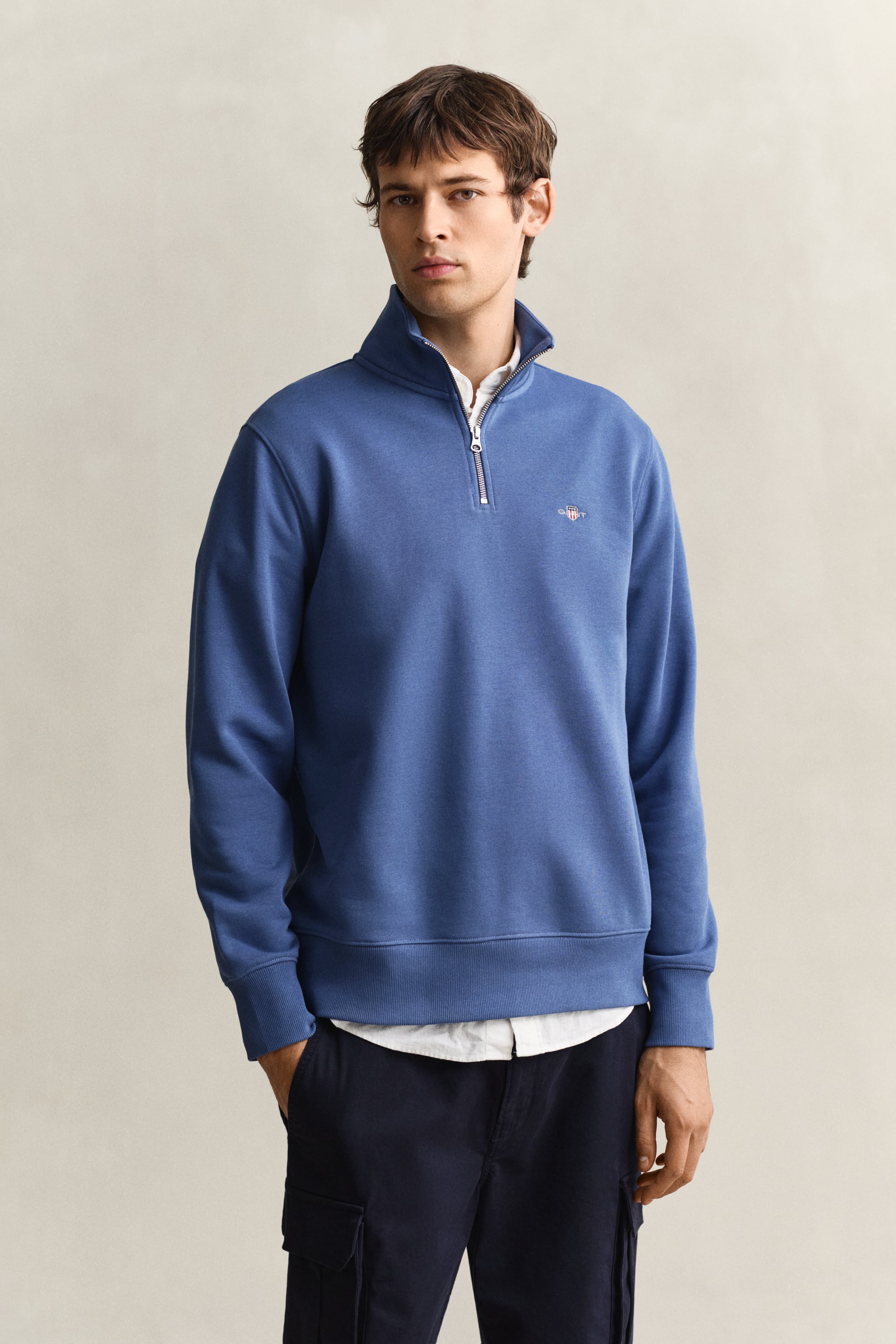 Gant Men's Vintage Blue Shield Half-Zip Sweatshirt (Xxxl)