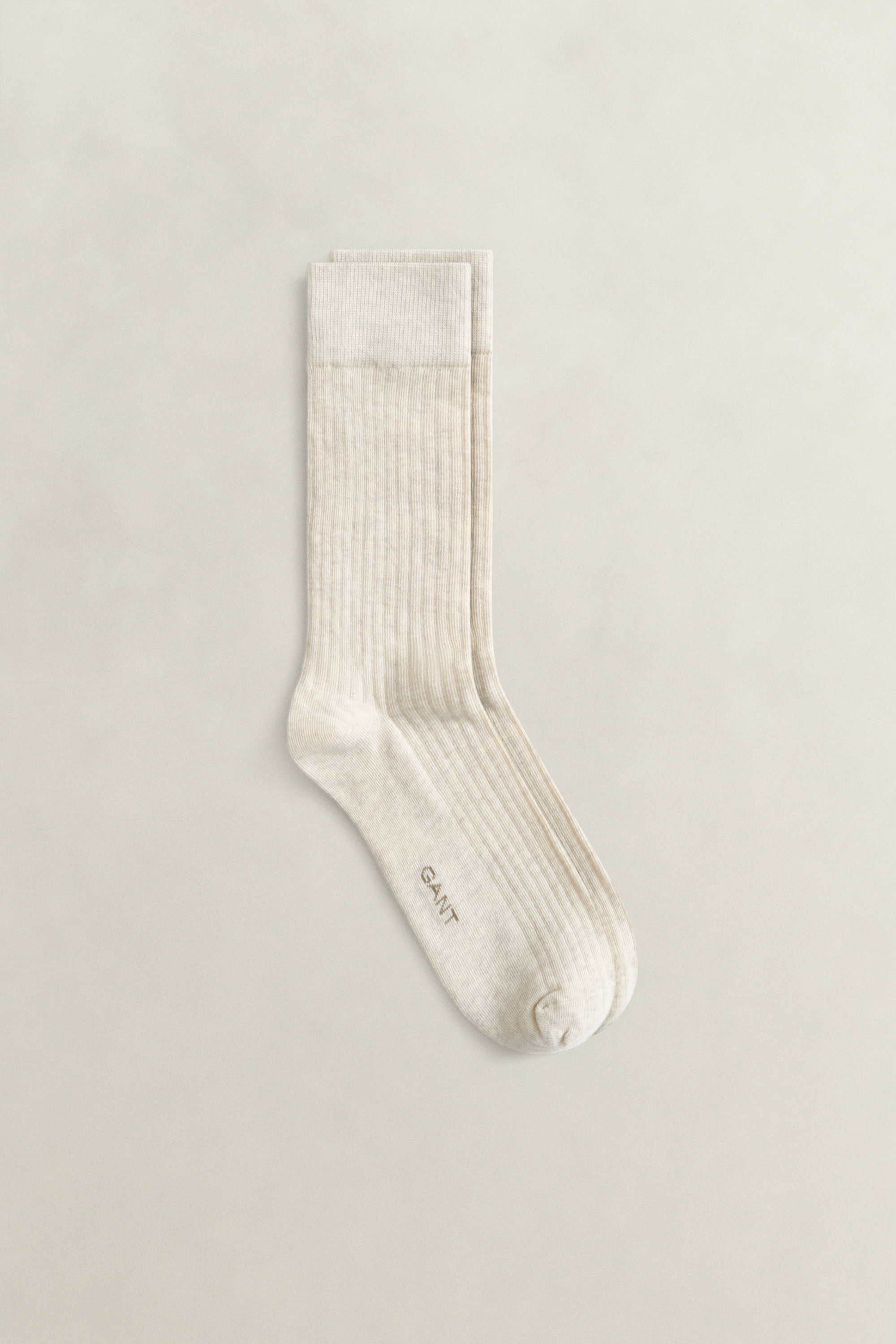 Gant Men's Cream Melange Ribbed Socks (43-45)