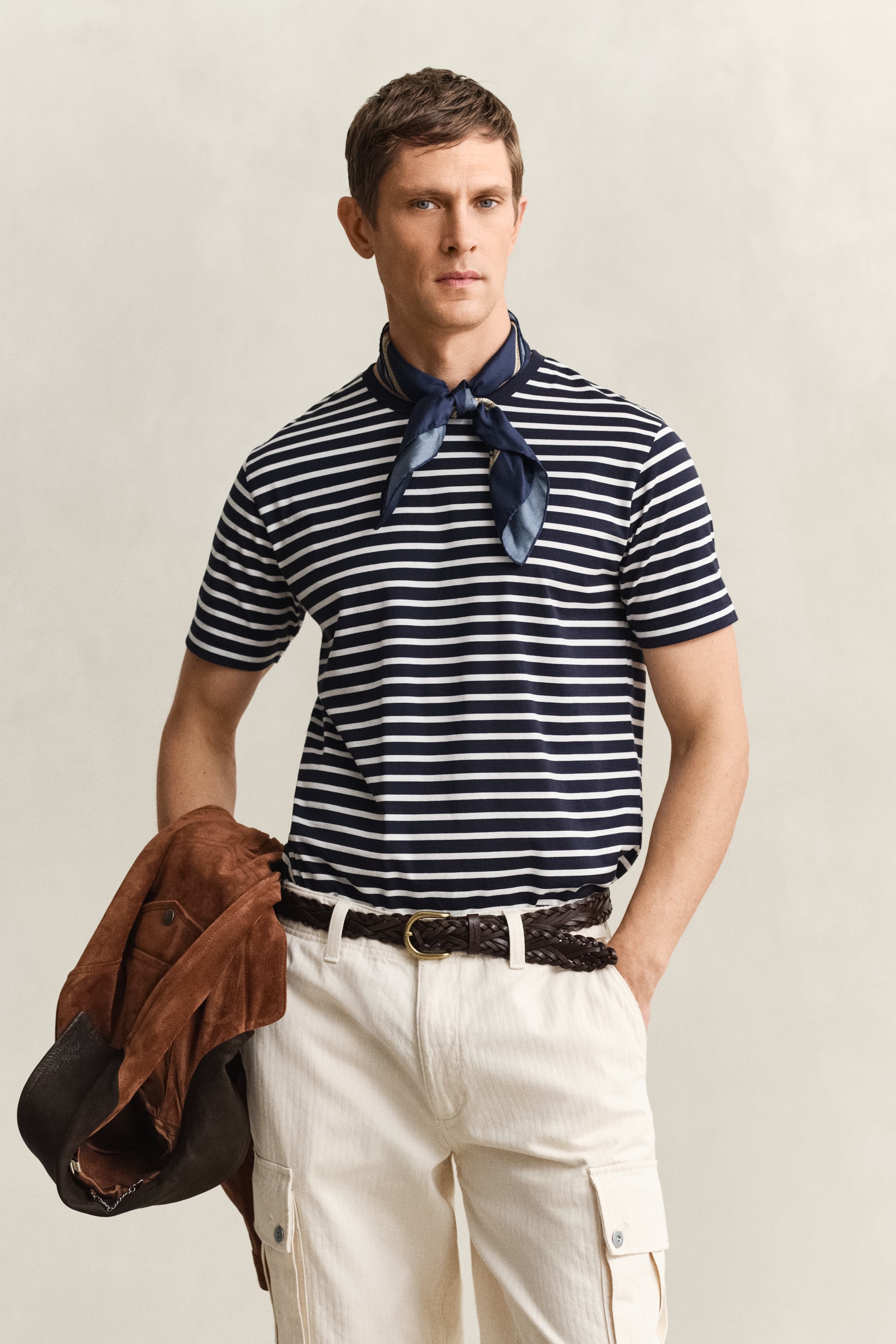 Gant Men's Navy Pima Cotton Striped T-Shirt (M) Evening Blue